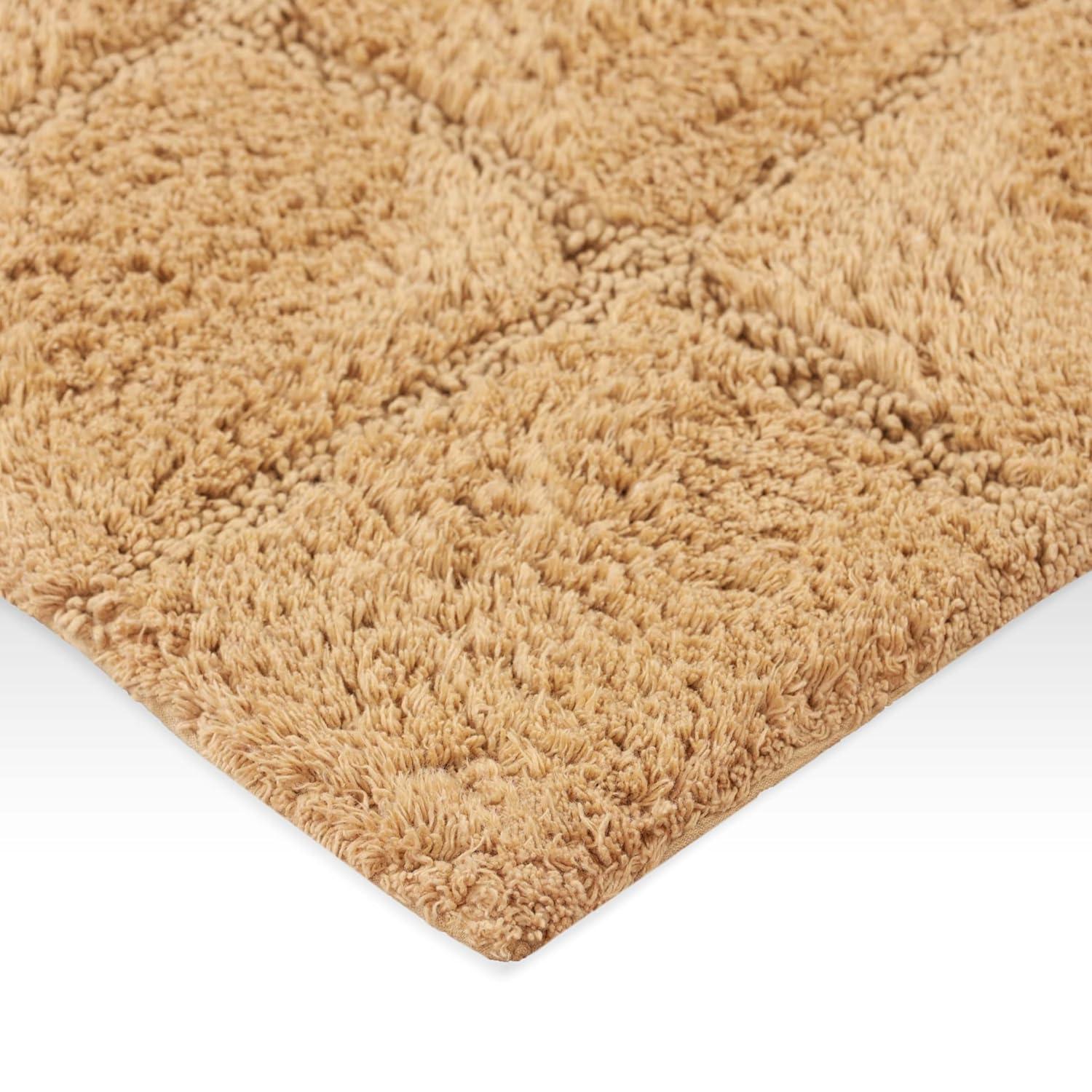 Cotton Checkered 2-Piece Toast Highly Absorbent Non-Slip Bath Rug Set by Superior
