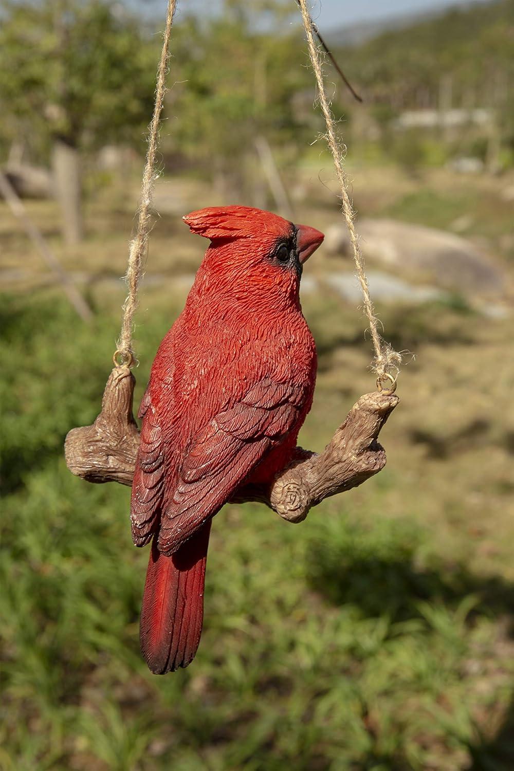 Hi-Line Gift Ltd. Hanging Cardinal ON A Branch, red