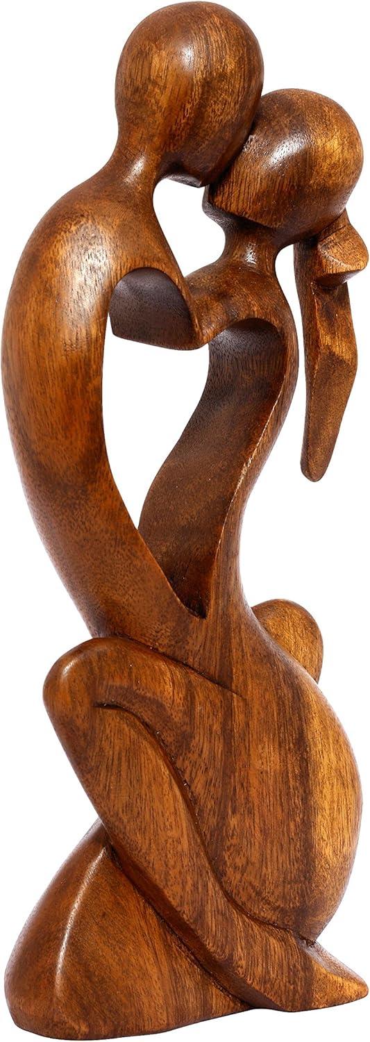 12" Wooden Handmade Abstract Sculpture Statue Handcrafted - Endless Love - Gift Art Decorative Home Decor Figurine Accent Decoration Artwork Handcarved Endless Love