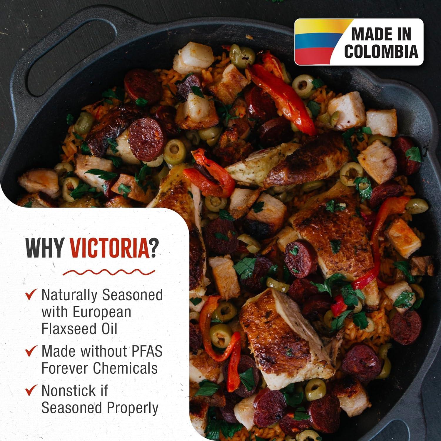Victoria Victoria Cast Iron 13" Everyday Skillet with Loop Handles