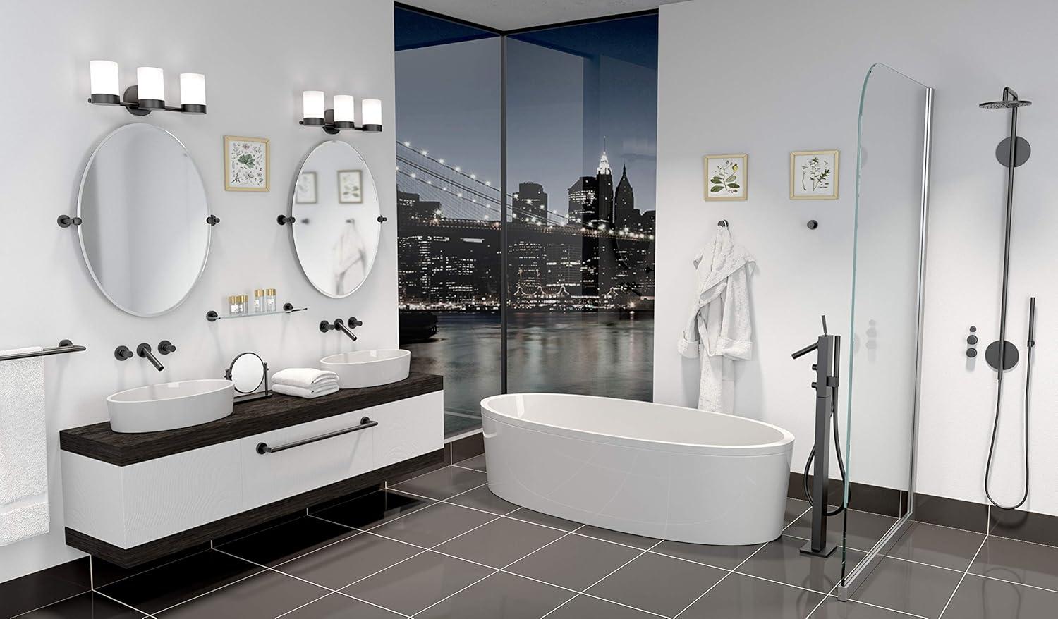 Glam Modern & Contemporary Bathroom Vanity | 26.50"H Frameless Oval Mirror