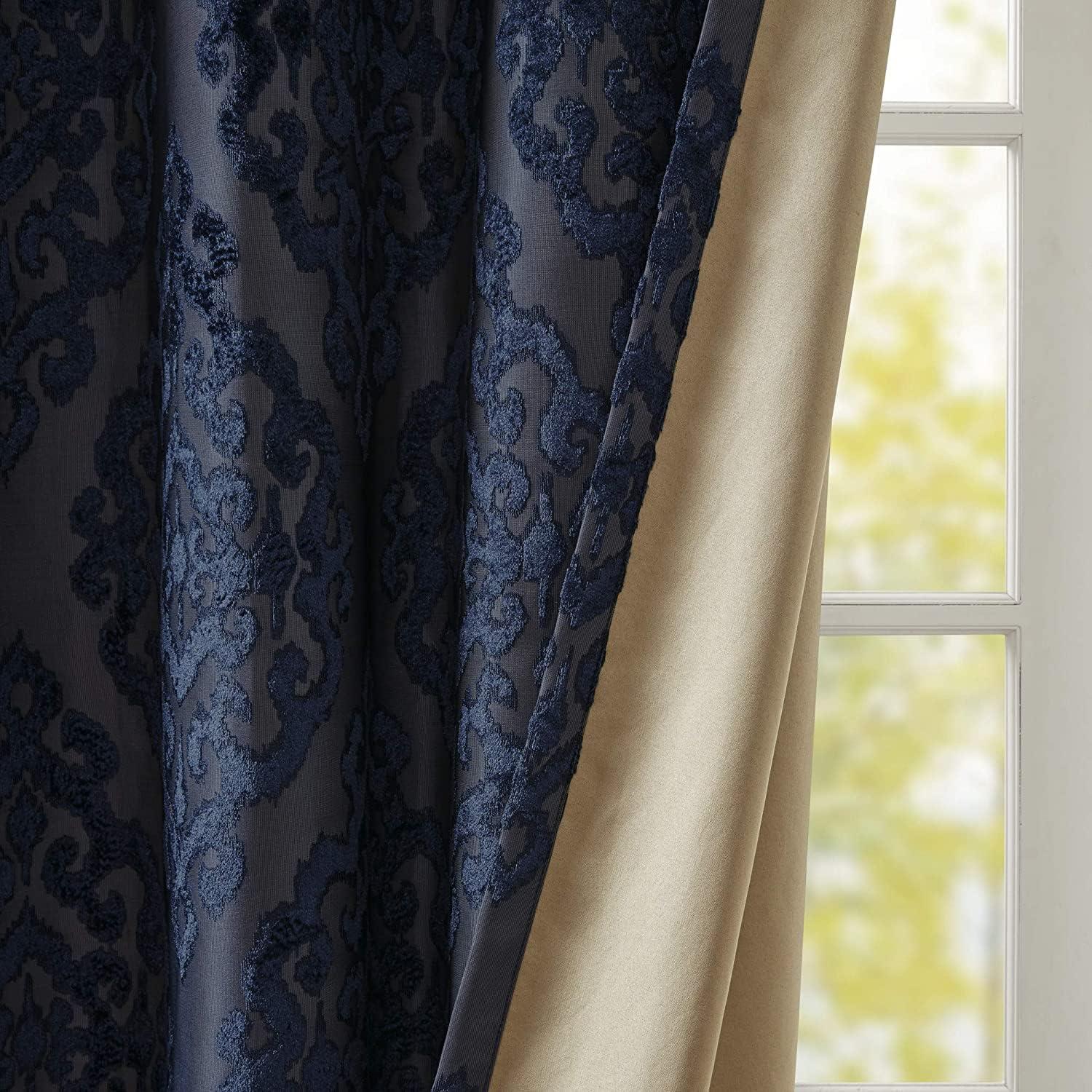 SunSmart Mirage Knitted Jacquard Damask Total Blackout Grommet Top Curtain Panel