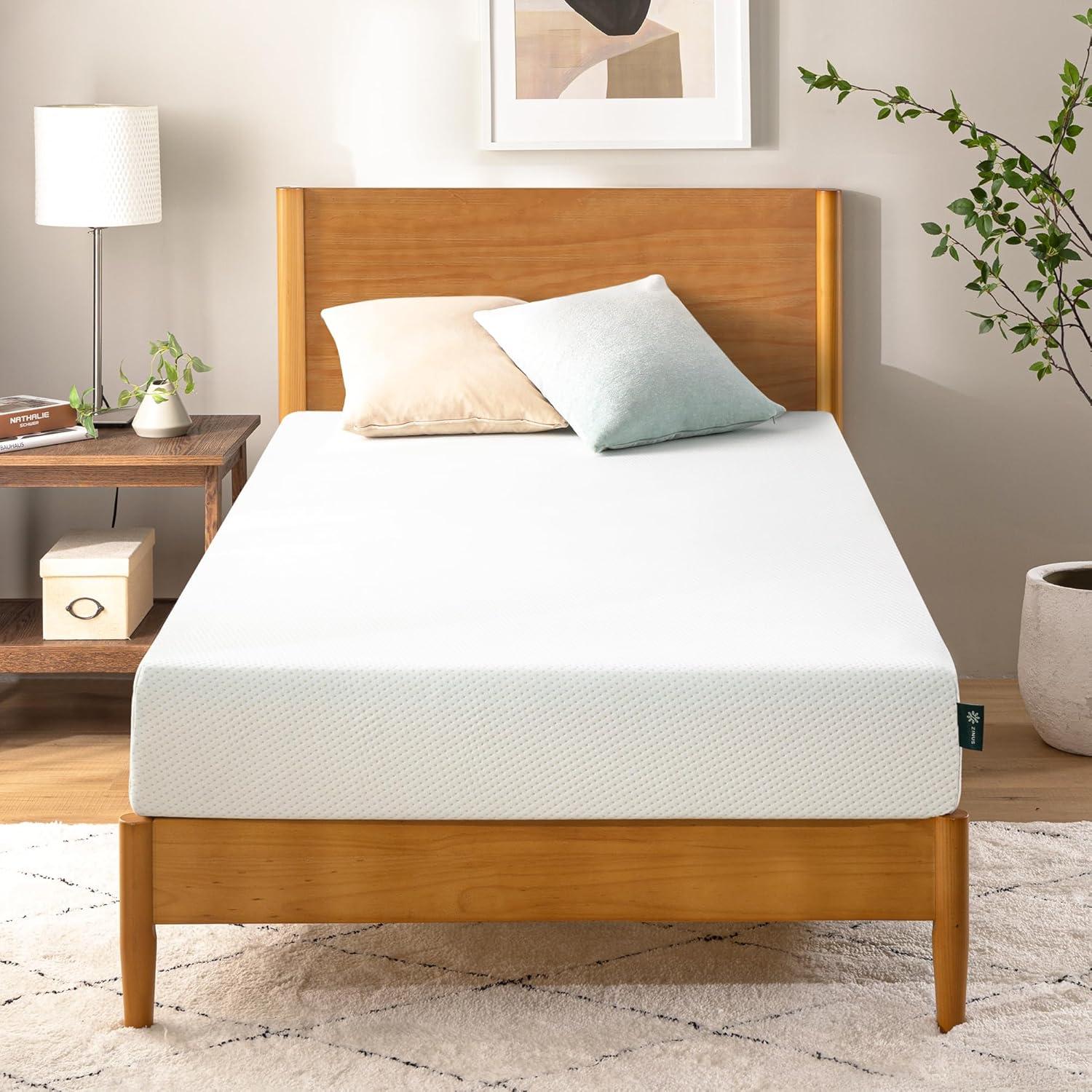 Twin White Memory Foam Mattress with Green Tea Infusion