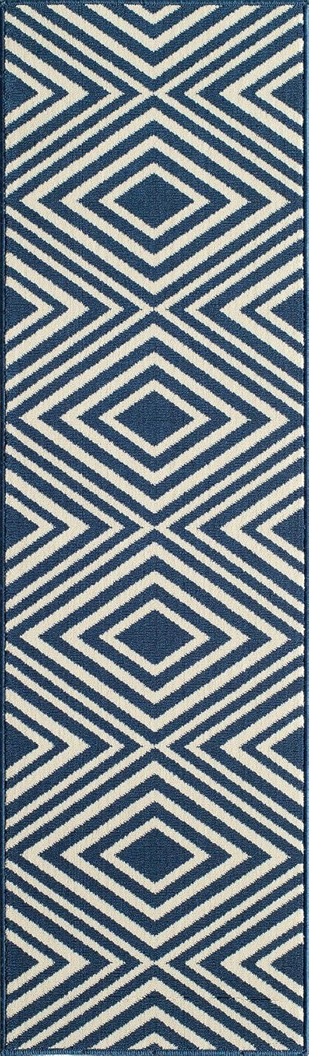 Momeni Baja Zig Zag Navy Indoor Outdoor Rug 2'3" X 7'6" Runner