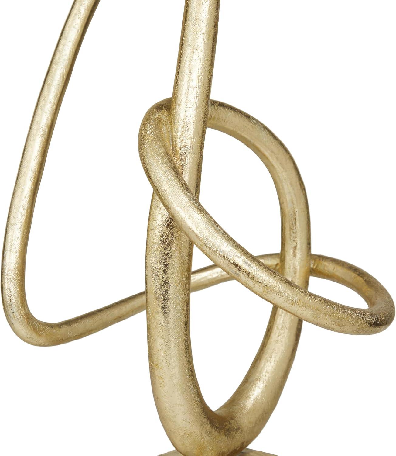 8" x 19" Gold Polystone Swirl Abstract Sculpture, by DecMode