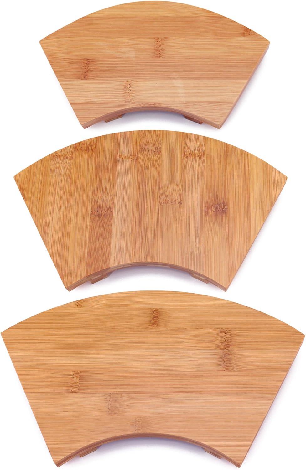 BambooMN Bamboo Sushi Board Tray, Chopsticks and Compartment Sauce Dish, 11.6" Fan - 2 Sets