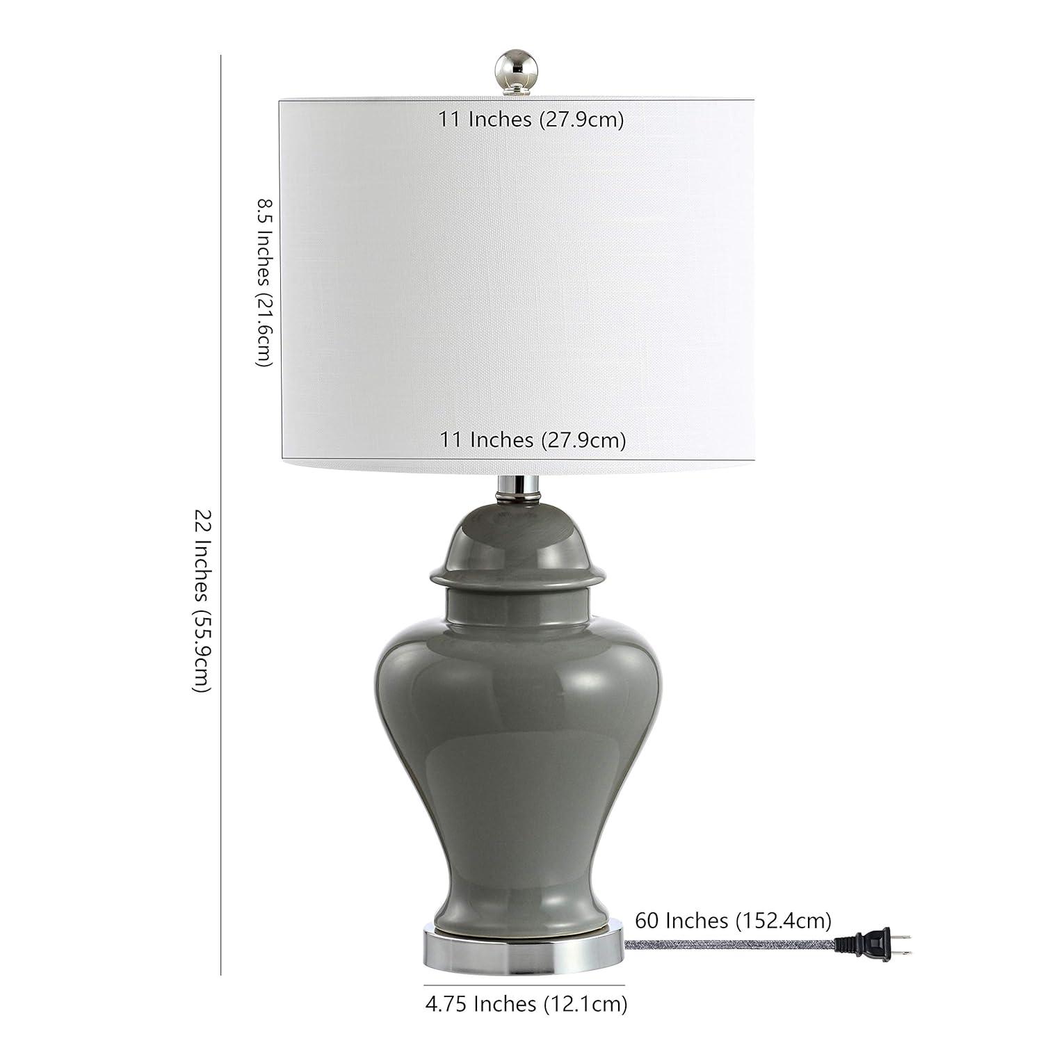 JONATHAN Y Qin 22" Ceramic/Iron Classic Cottage LED Table Lamp, Gray