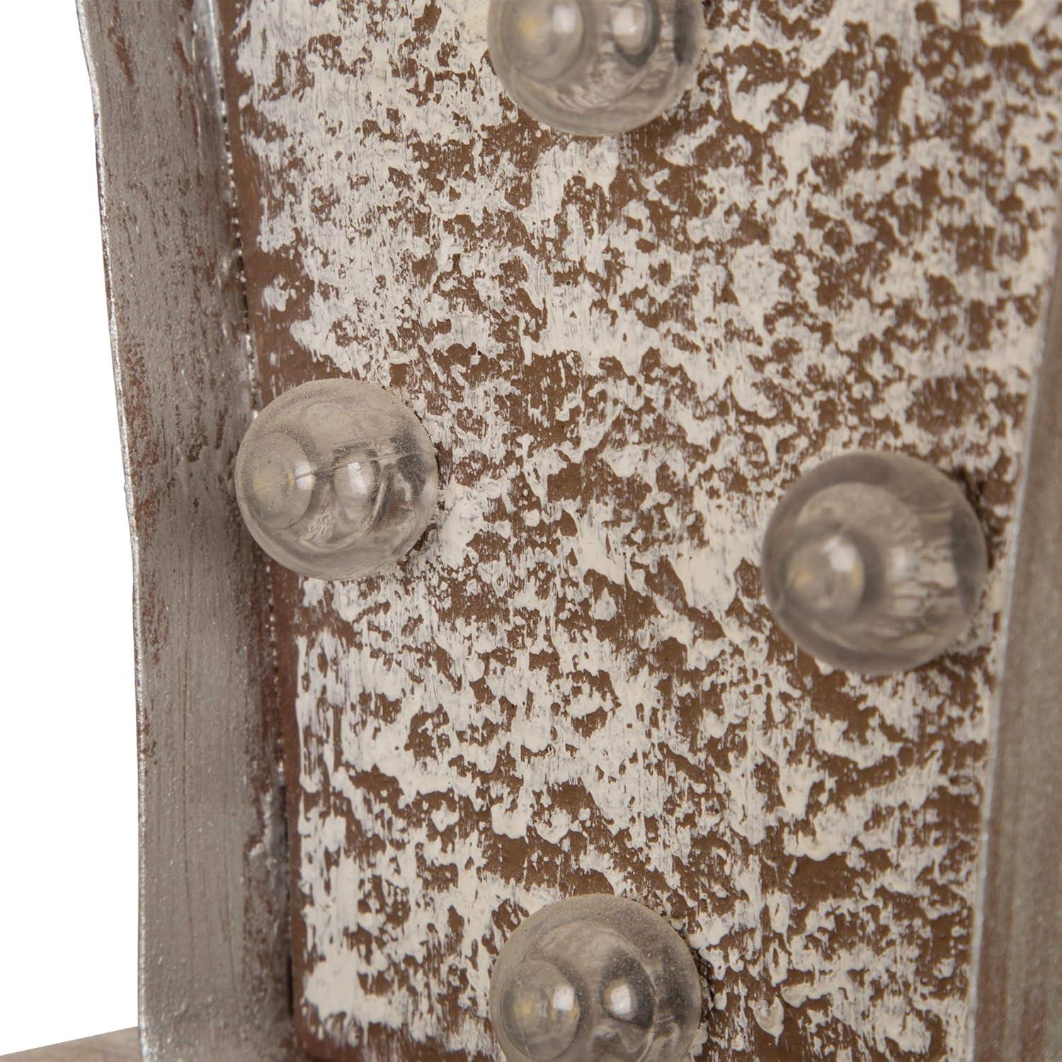 Glitzhome 6.75" H LED Light Gingerbread House Christmas Stocking Holder,Metal Xmas Hanging Hooks Stocking Hanger Battery Operated Stocking Holders for Fireplace Mantle Seasonal Decor