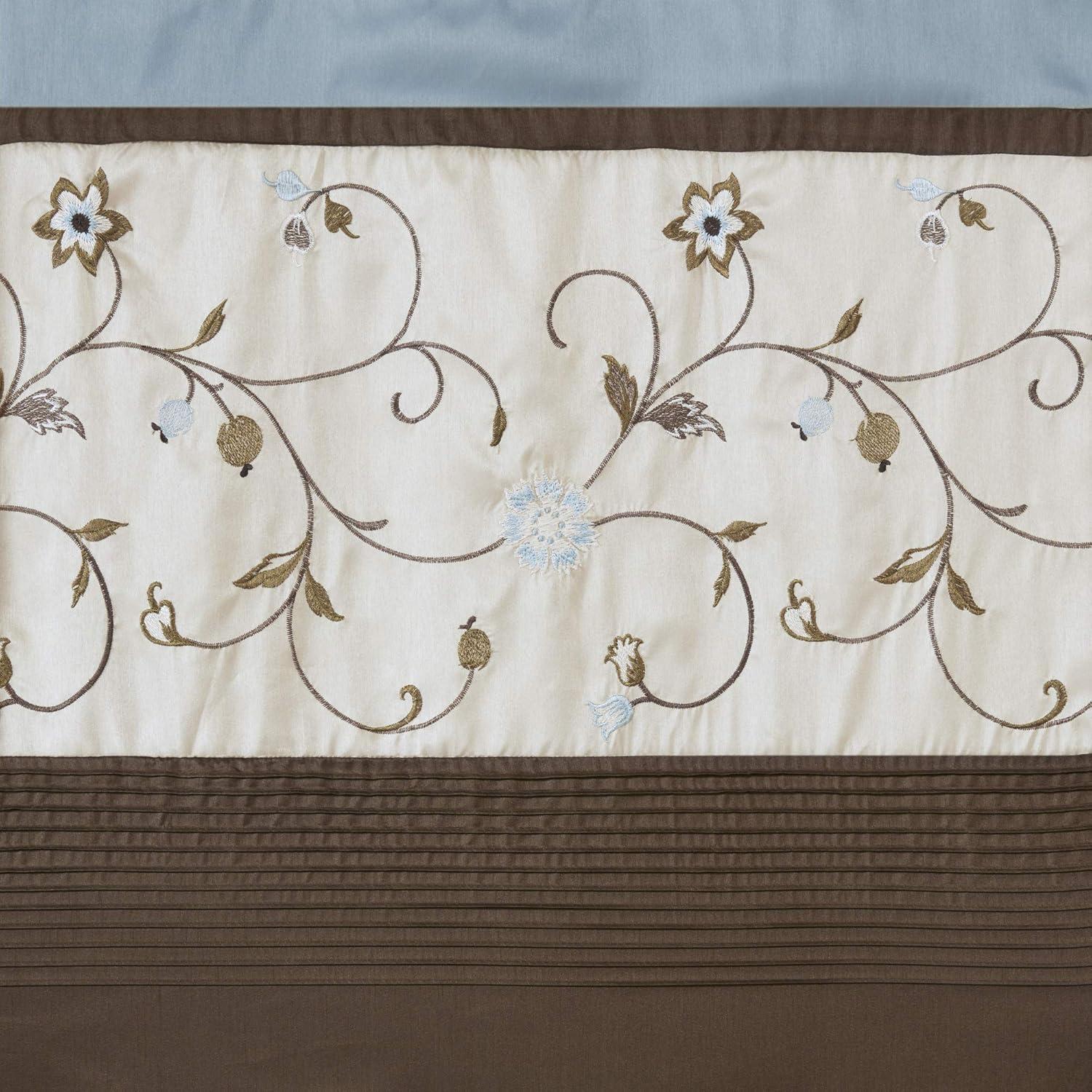 Serene Floral Embroidered 50'' W Window Valance