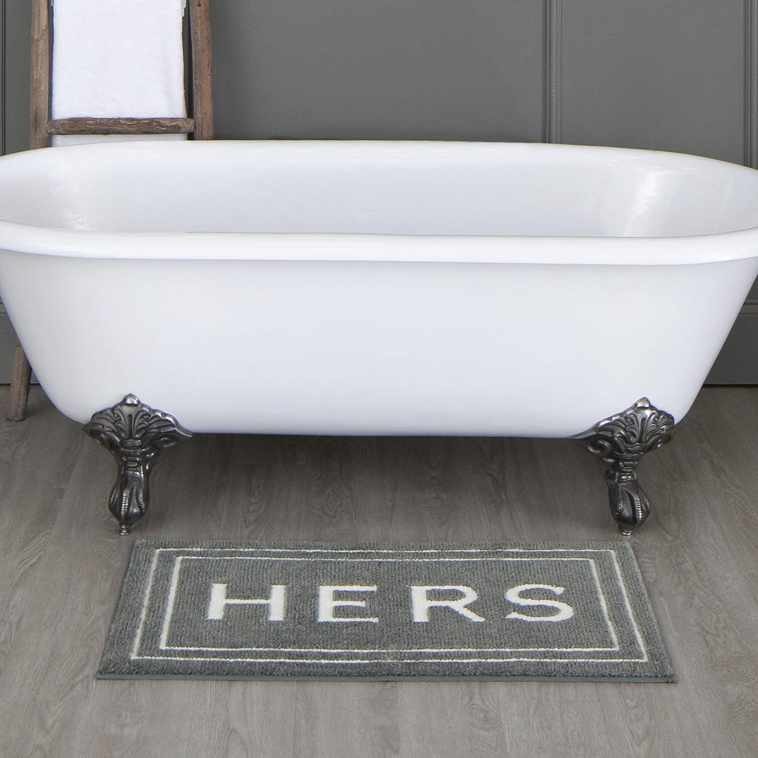 Mohawk Home Hers Knited Washable Polyester Non-Slip Bath Mat, Pewter, 1'8" x 2'10"