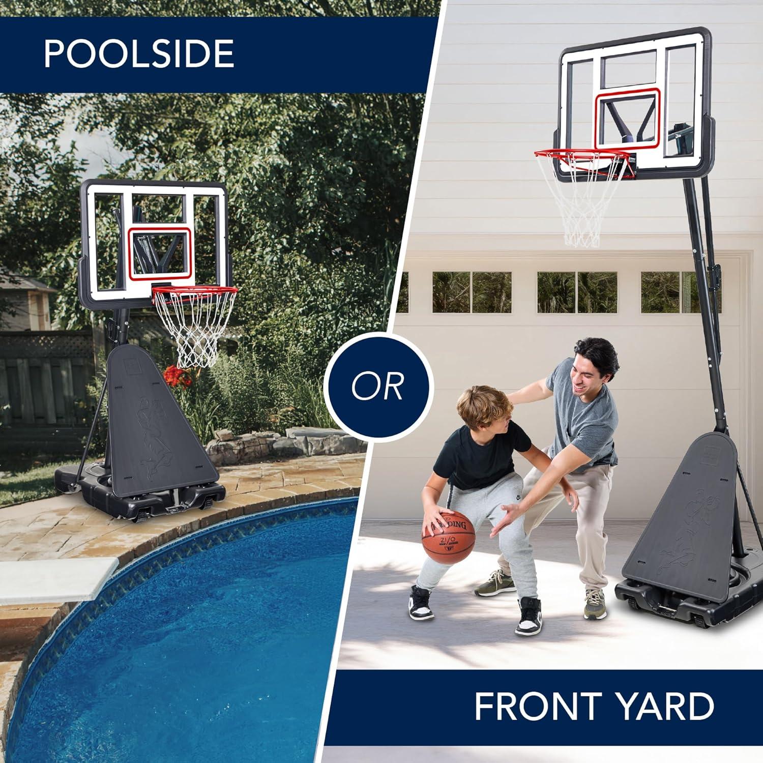 Best Choice Products Adjustable 4.4-10ft Basketball Hoop, Portable Goal w/Shatterproof Backboard, Ball Return - White