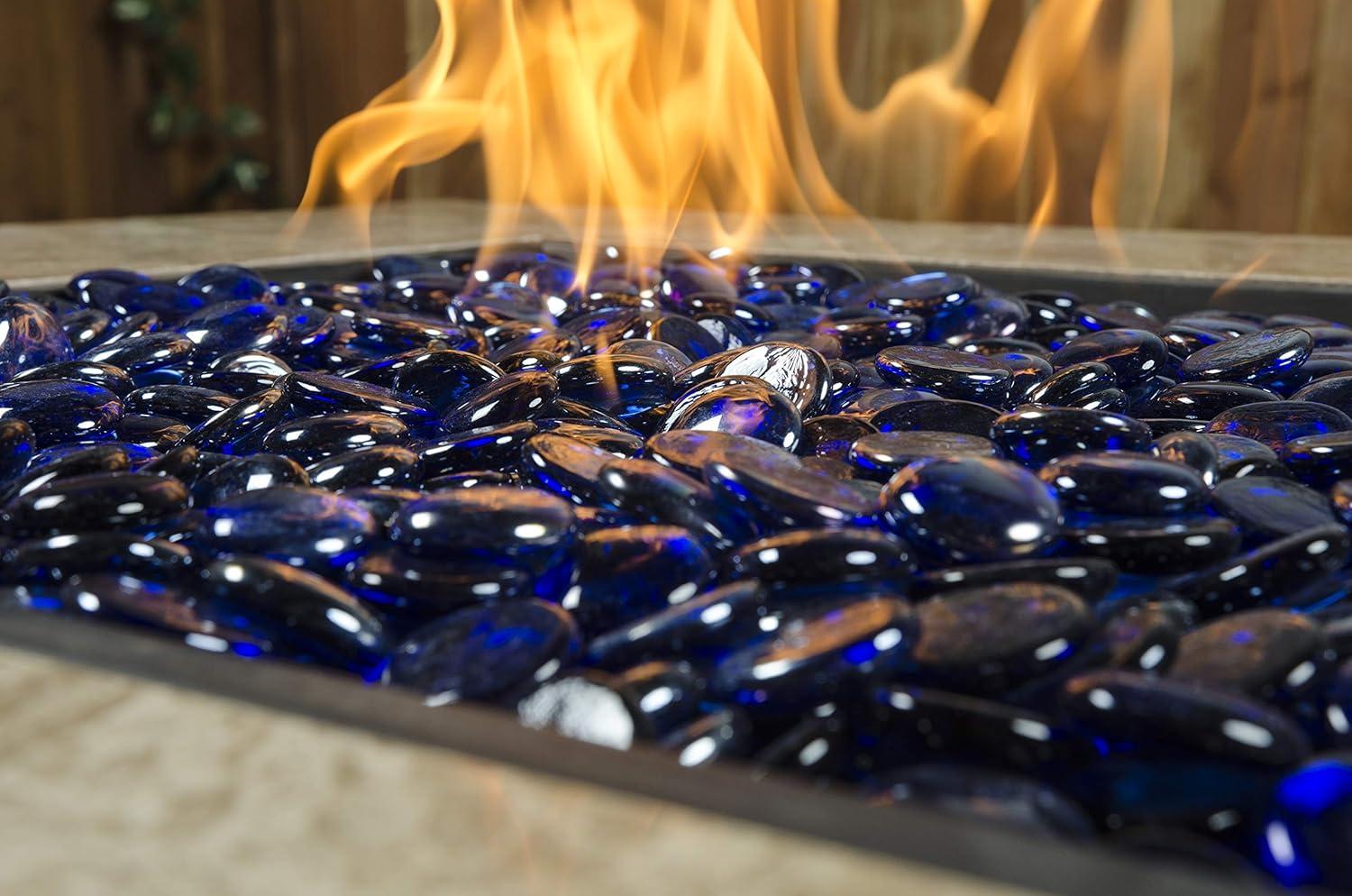 Indigo Blue Smooth Round Fire Glass for Fire Pits