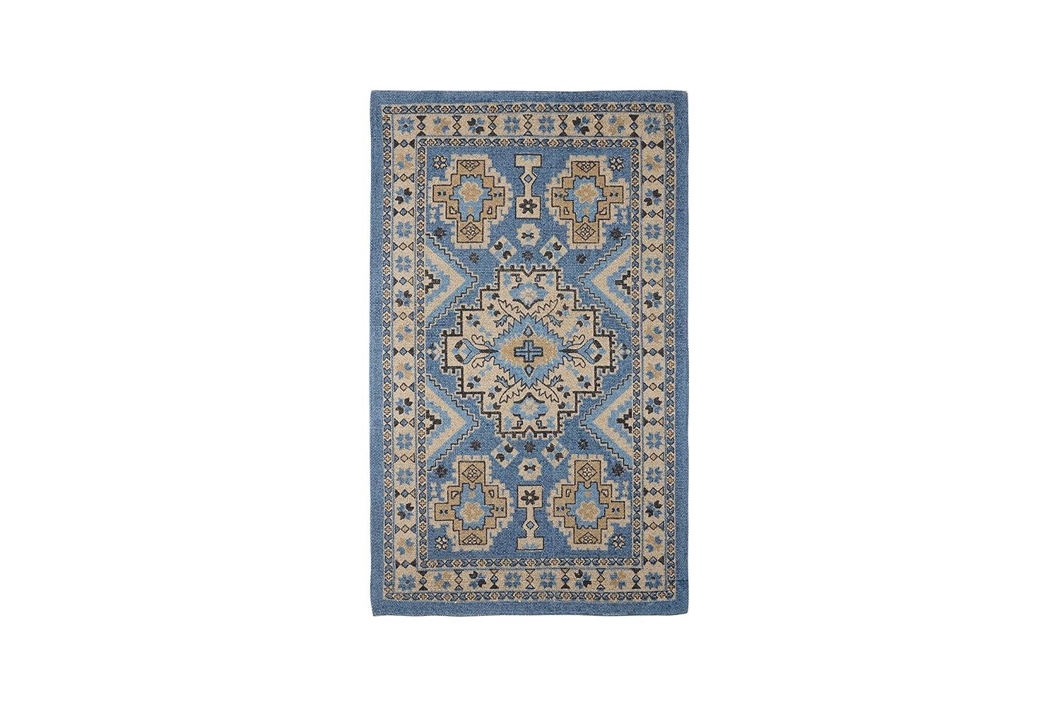 French Connection French Connection Oriental Flatweave Cotton Blue Area Rug