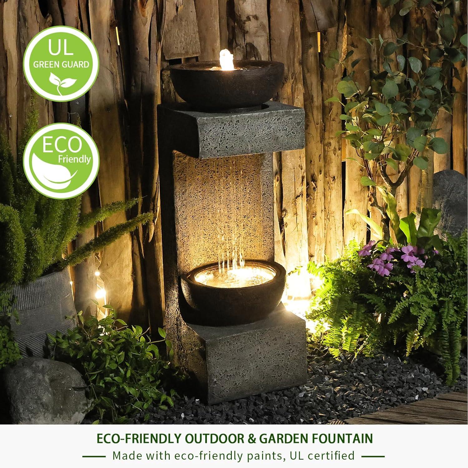 Dakota Fields 53 Inches 4 Tiered Floor Standing Outdoor Water Fountains and Waterfalls for Garden