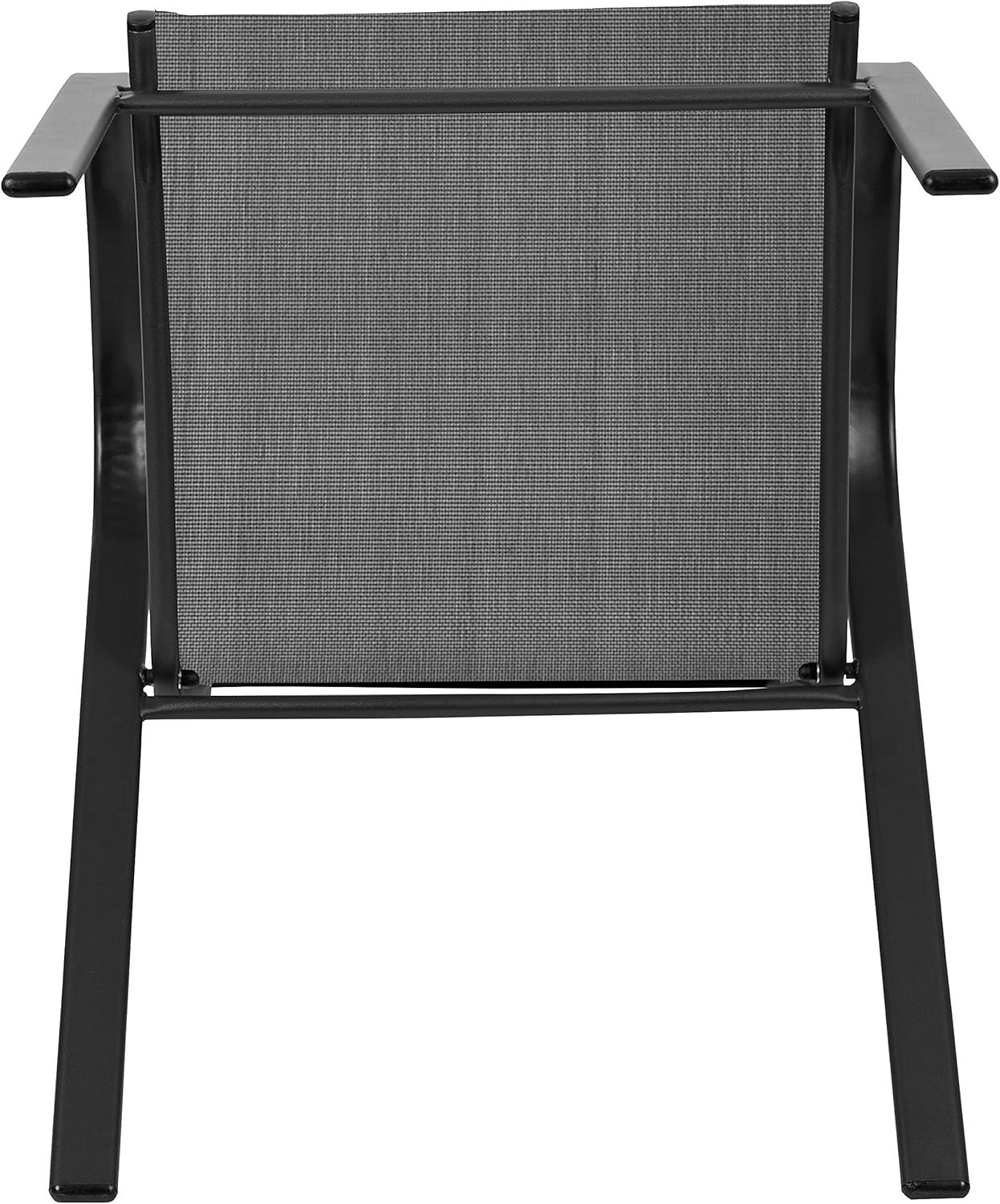 Flash Furniture 4 Pack Brazos Series Black Outdoor Stack Chair with Flex Comfort Material and Metal Frame