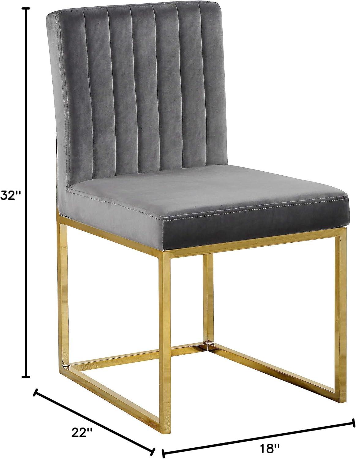 Meridian Furniture Contemporary Giselle Velvet Dining Chair in Gray (Set of 2)