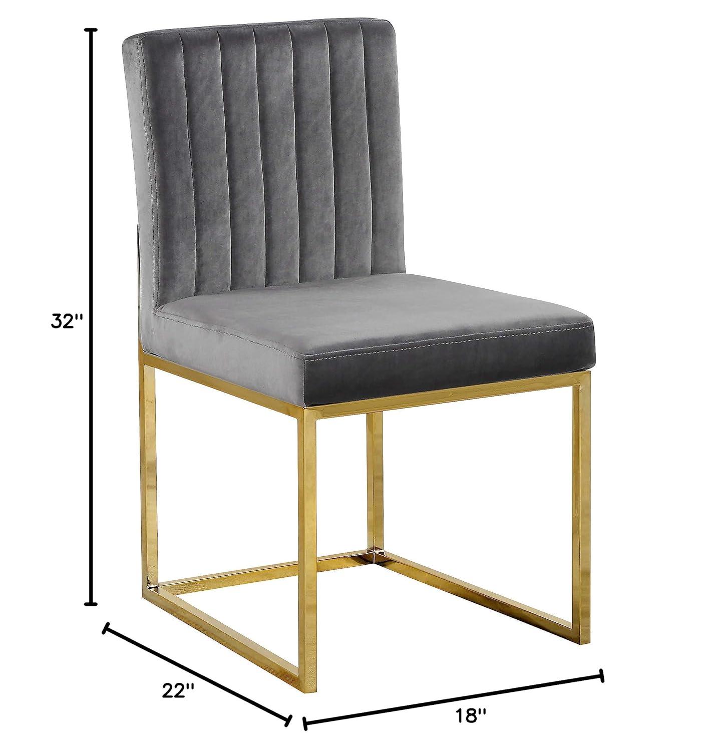 Meridian Furniture Contemporary Giselle Velvet Dining Chair in Gray (Set of 2)
