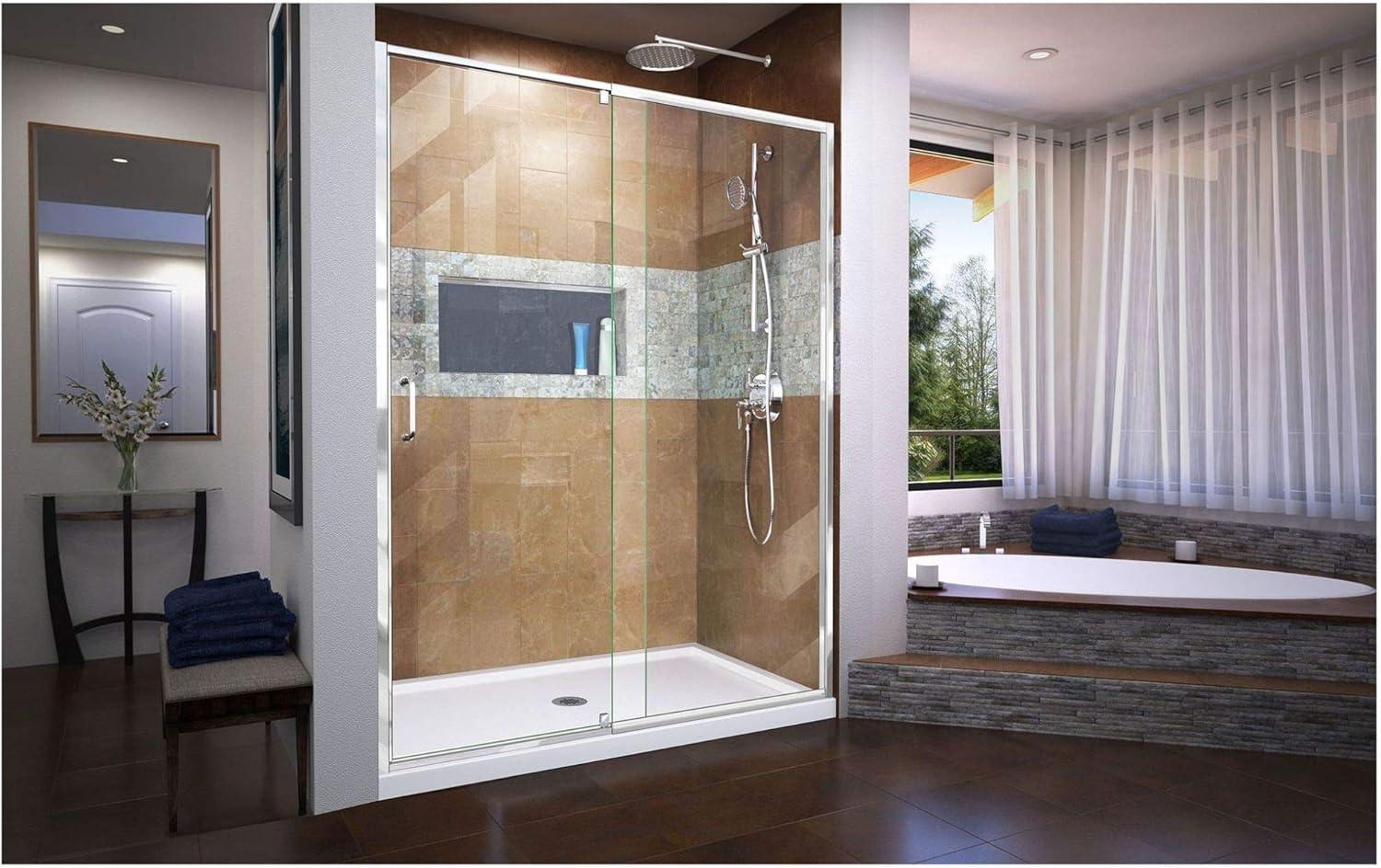 Flex 44" W x 72" H Pivot Semi-Frameless Pivot Shower Door with Clearmax Technology