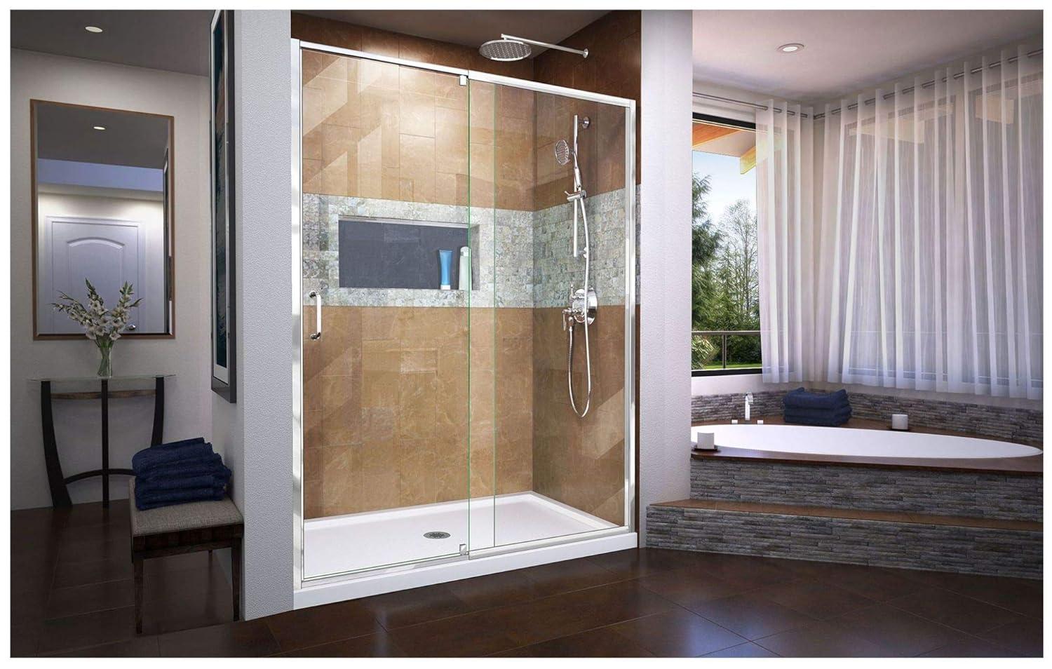Flex 44" W x 72" H Pivot Semi-Frameless Pivot Shower Door with Clearmax Technology