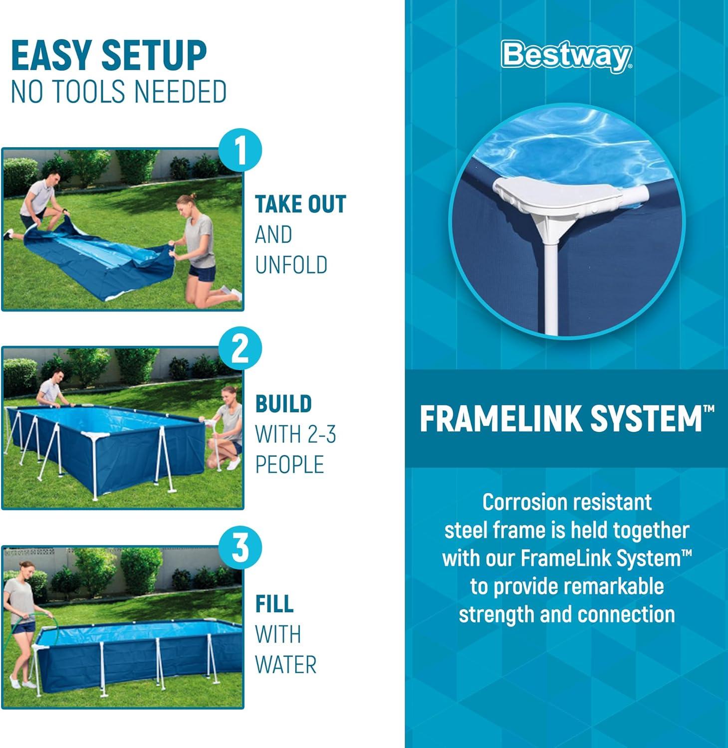 Bestway Bestway Steel Pro Rectangular Above Ground Swimming Pool Set