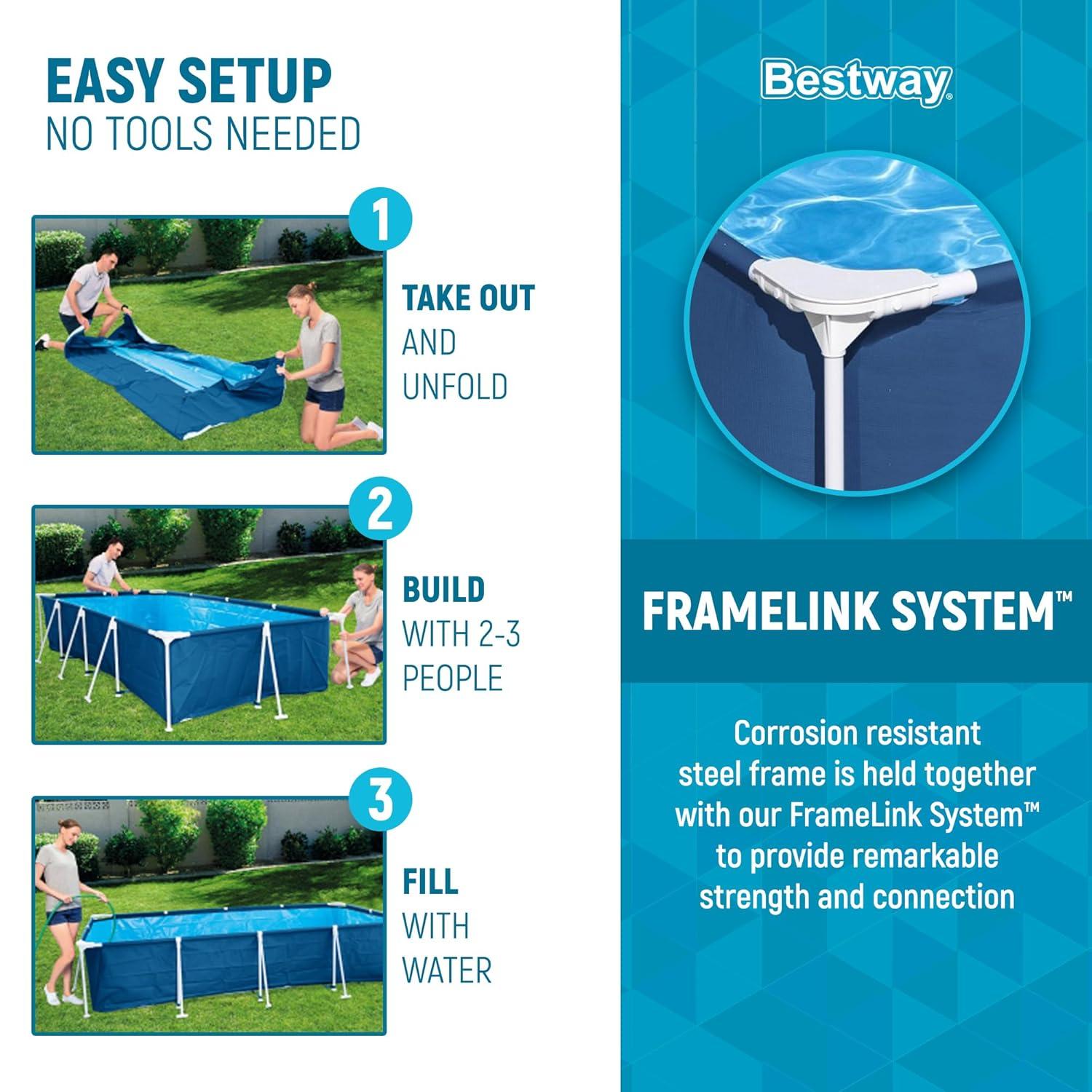 Bestway Bestway Steel Pro Rectangular Above Ground Swimming Pool Set