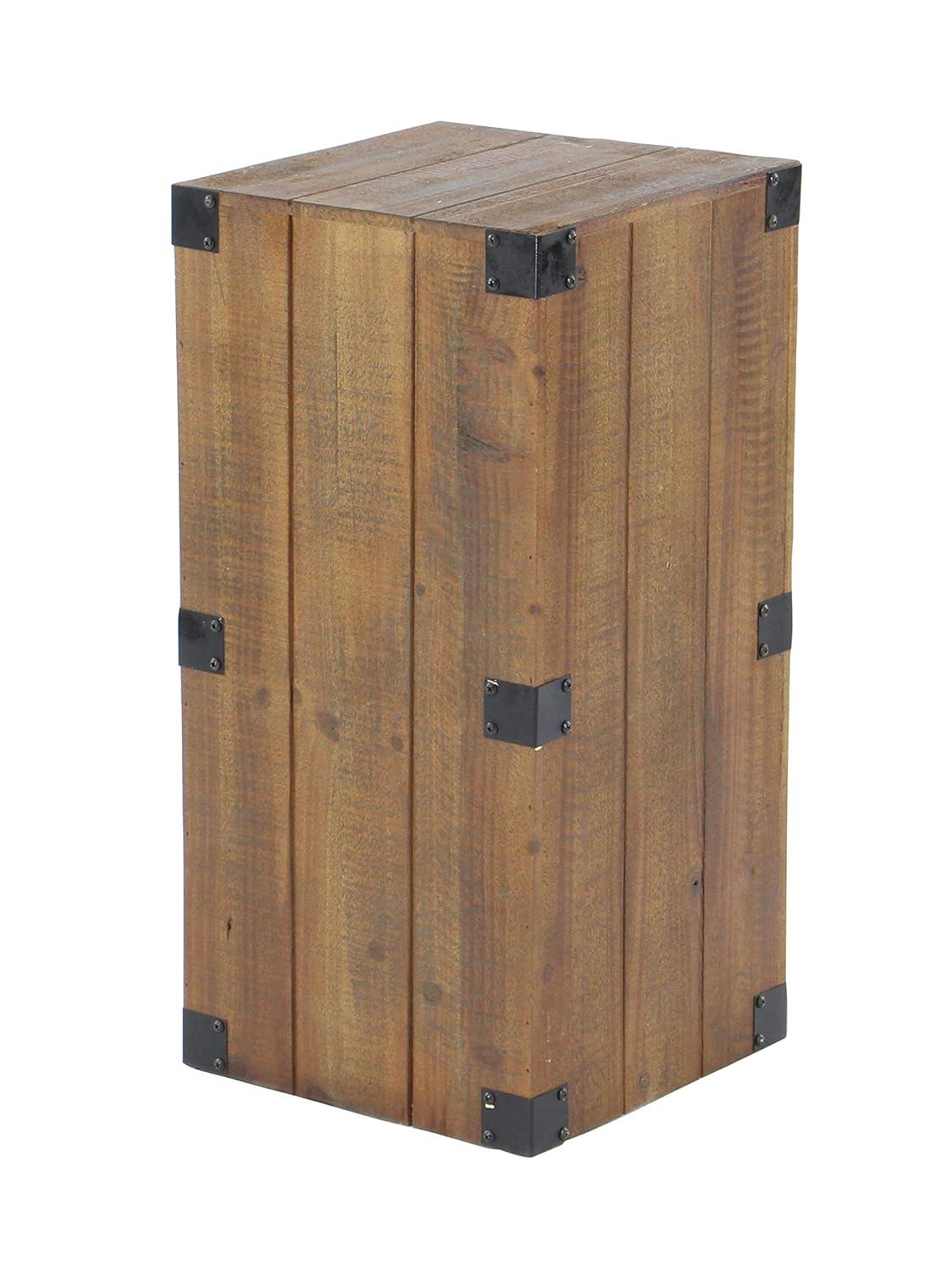 Set of 5 Farmhouse Wood Pedestal Tables Brown - Olivia & May: Indoor Accent Furniture, No Assembly Required