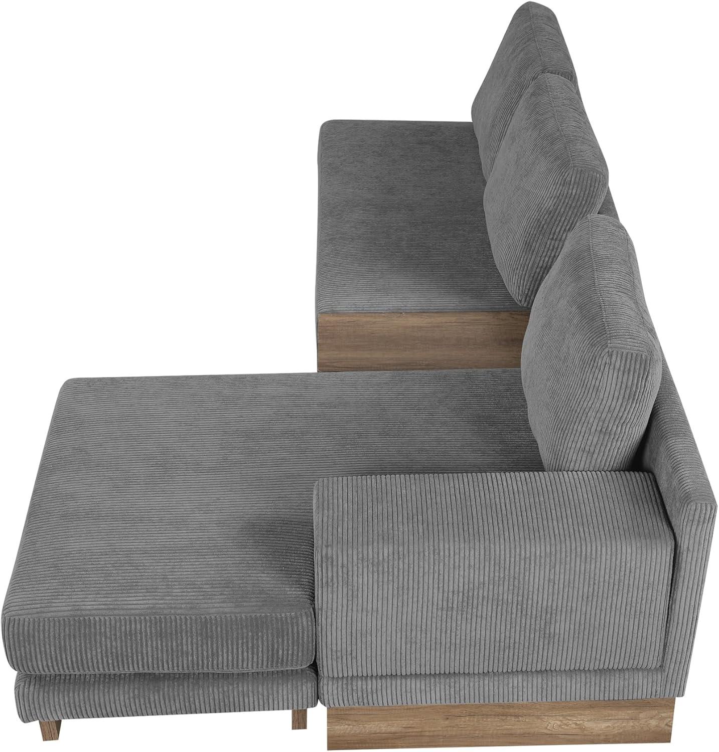 114" L-shaped Sofa Sectional Sofa with Two USB Ports and Two Power Sockets, A Storage Drawer and A Reversible Chaise Lounge for Living Room