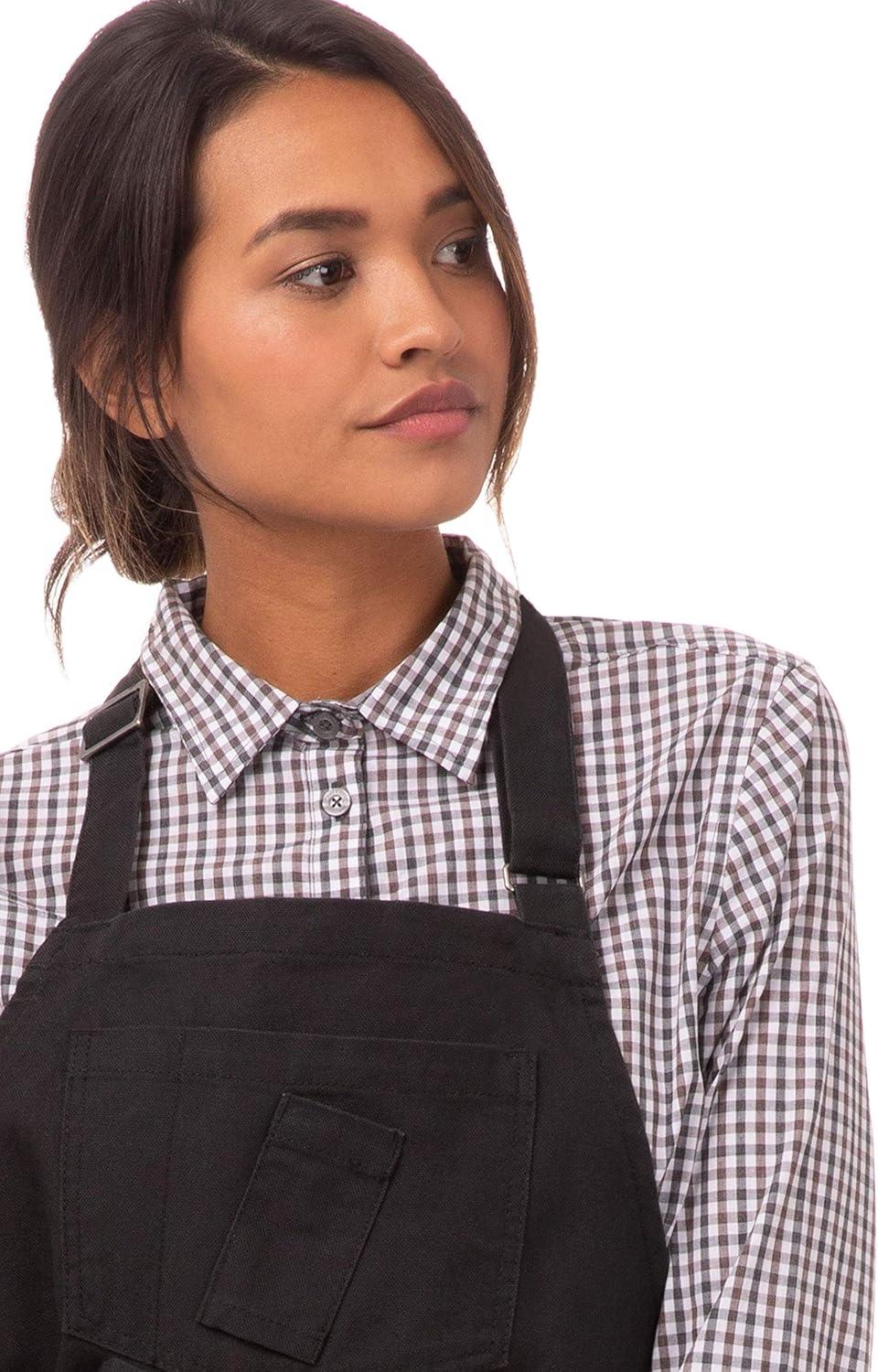 Unisex Black Cotton Canvas Bib Apron with Pockets