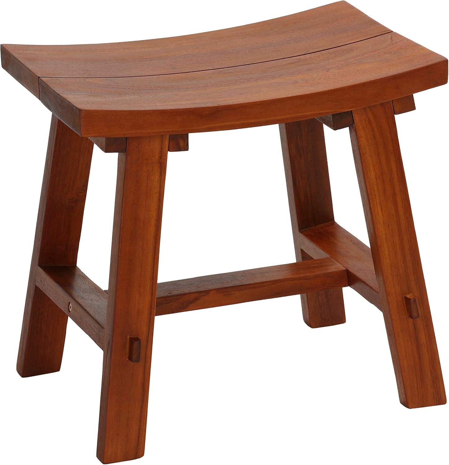 Bare Decor Dorsey Accent Stool with Curved Seat, Teak