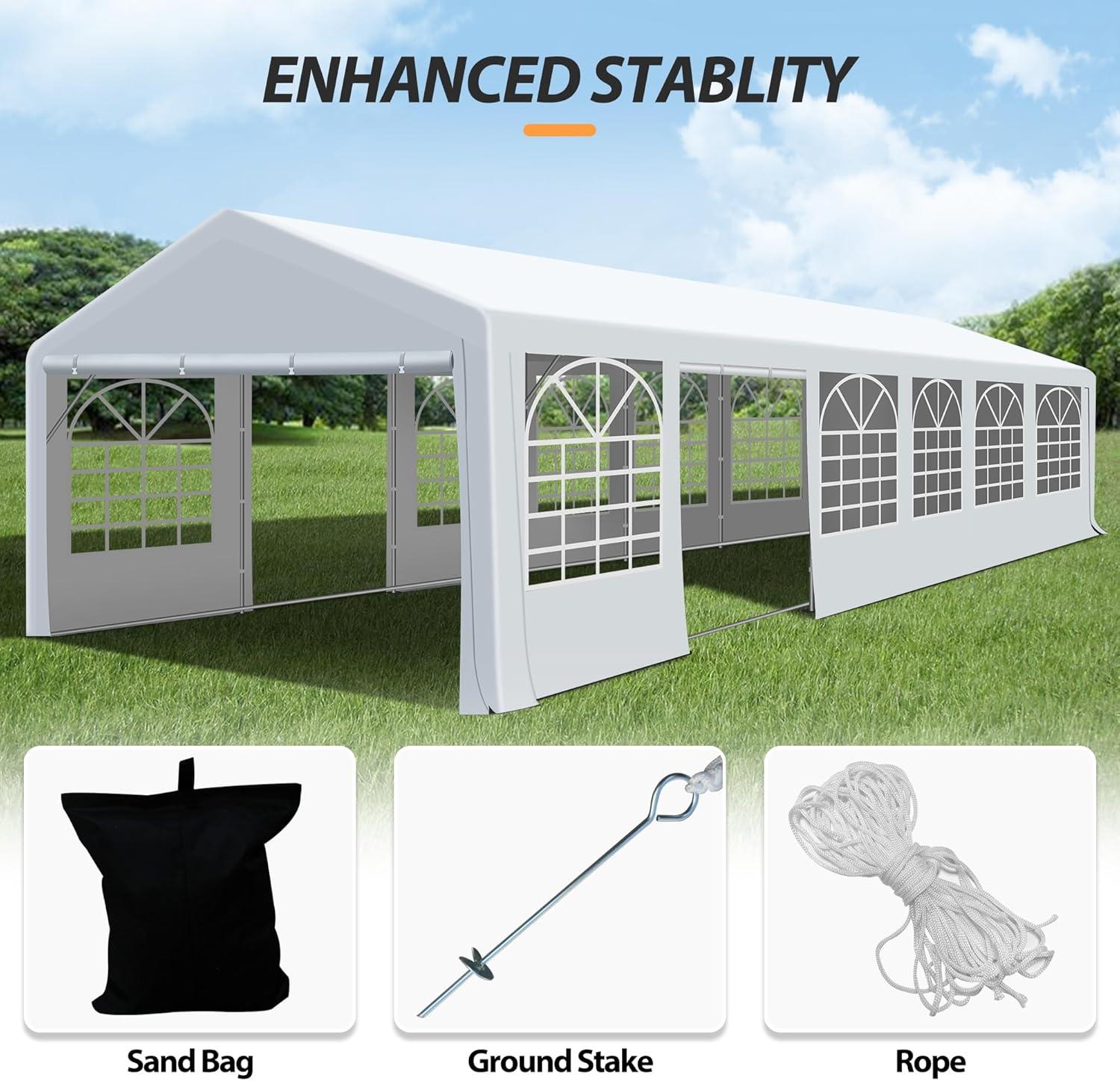 Towallmark 20' X 40' Outdoor Party Wedding Tent, Heavy Duty Canopy With 10 Detachable Side Walls, Suitable For Camping Wedding Picnics