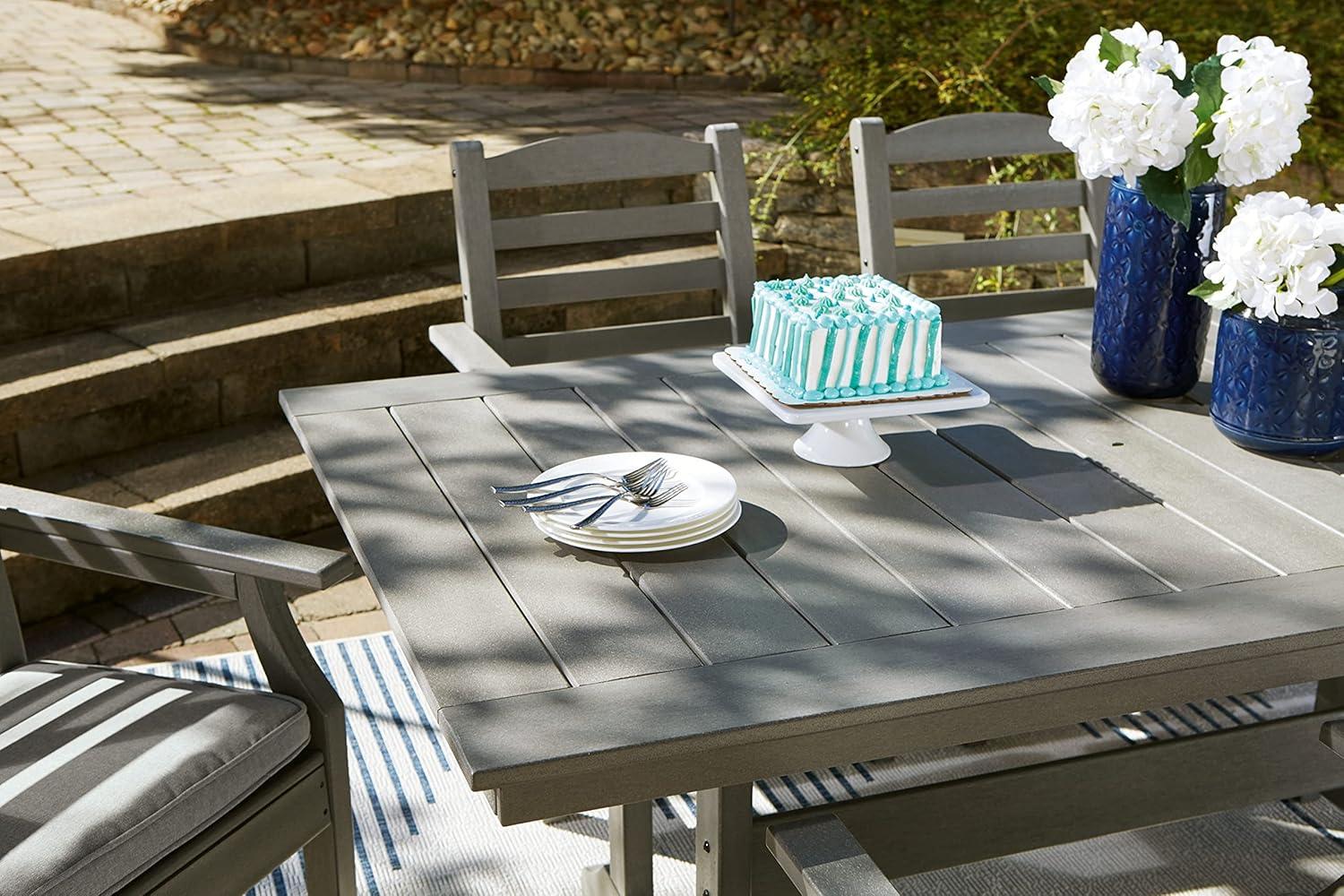 Ashley Furniture Visola Outdoor Plastic Dining Table in Gray