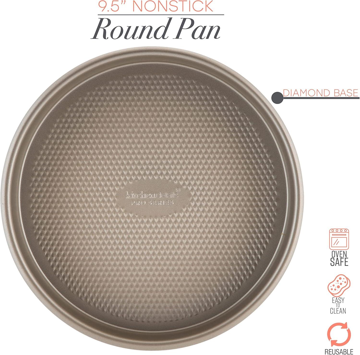 Gold 9.5" Nonstick Round Steel Cake Pan with Textured Base