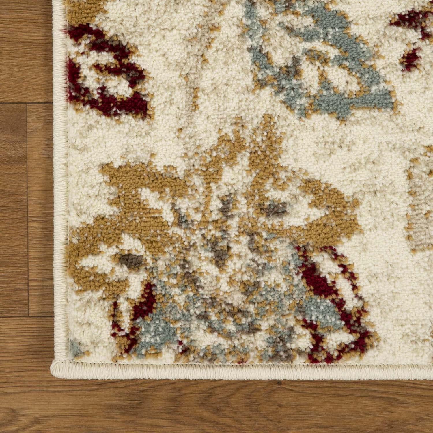 Condell Stone Floral 7' x 9' Stain-Resistant Synthetic Area Rug