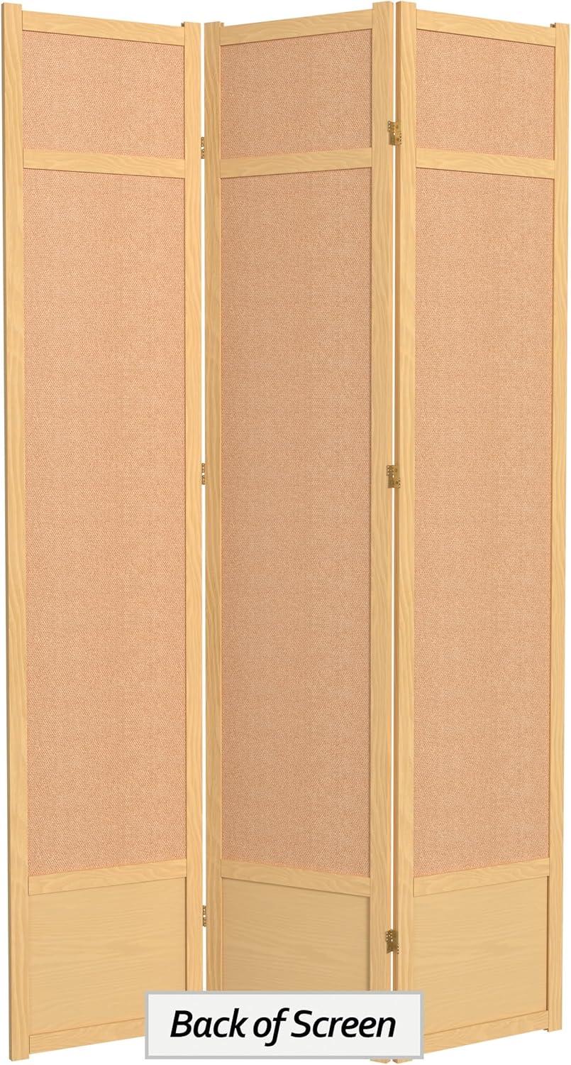 Oriental Furniture 7 Ft Tall Jute Shoji Screen, natural, 3 panel
