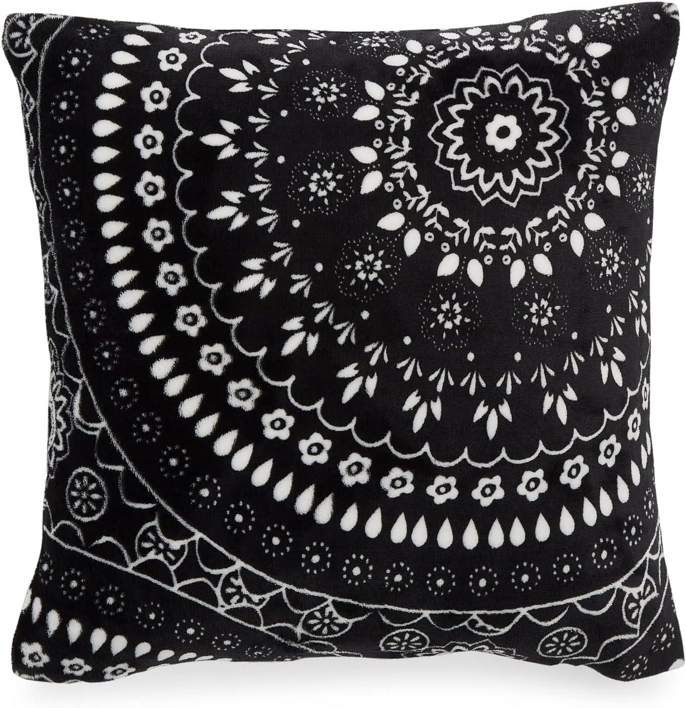 Vera Bradley Women's Decorative Throw Pillow With Removeable Hypoallergenic Insert, Black Bandana Medallion, One Size