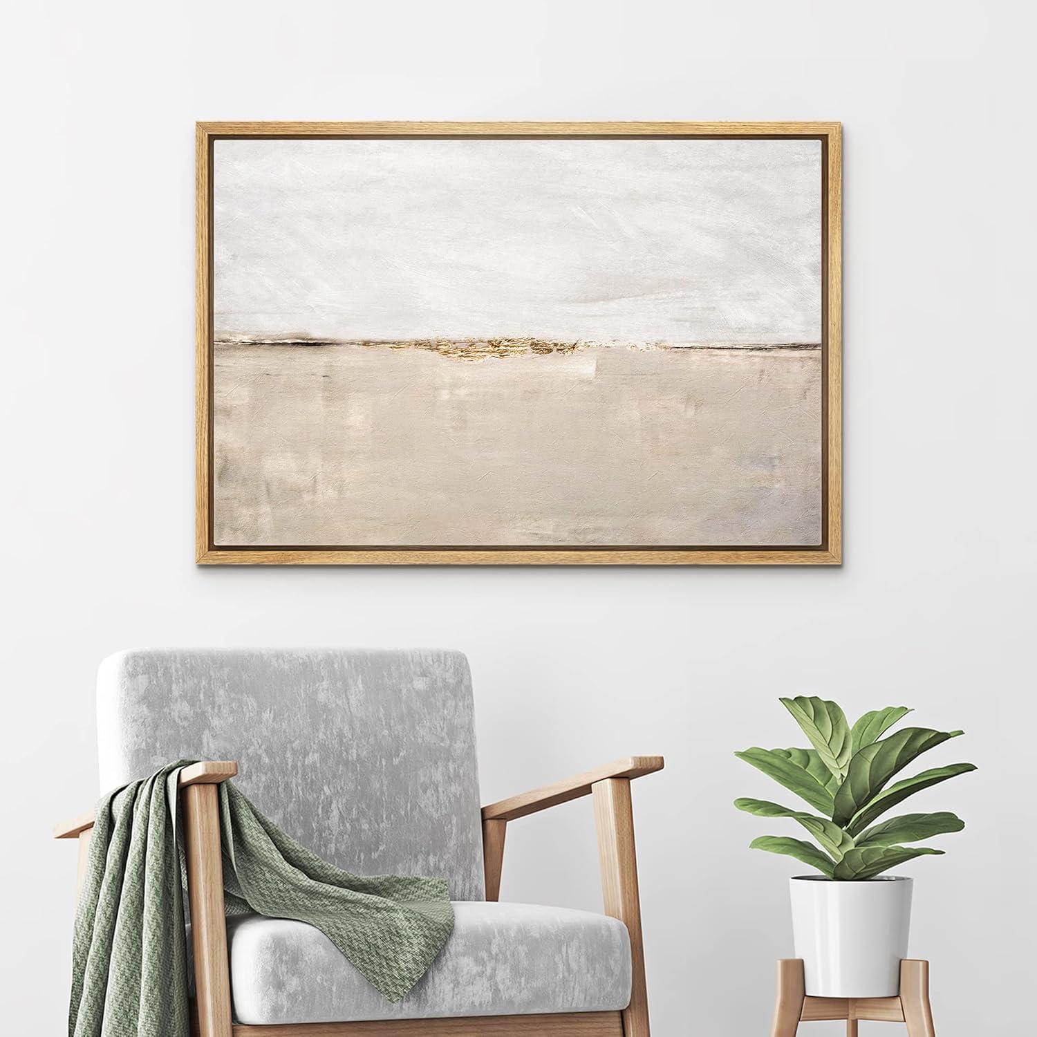 Minimal Landscape Pastel Abstract Minimalist Decor Neutral Pictures Framed Canvas Print Wall Art