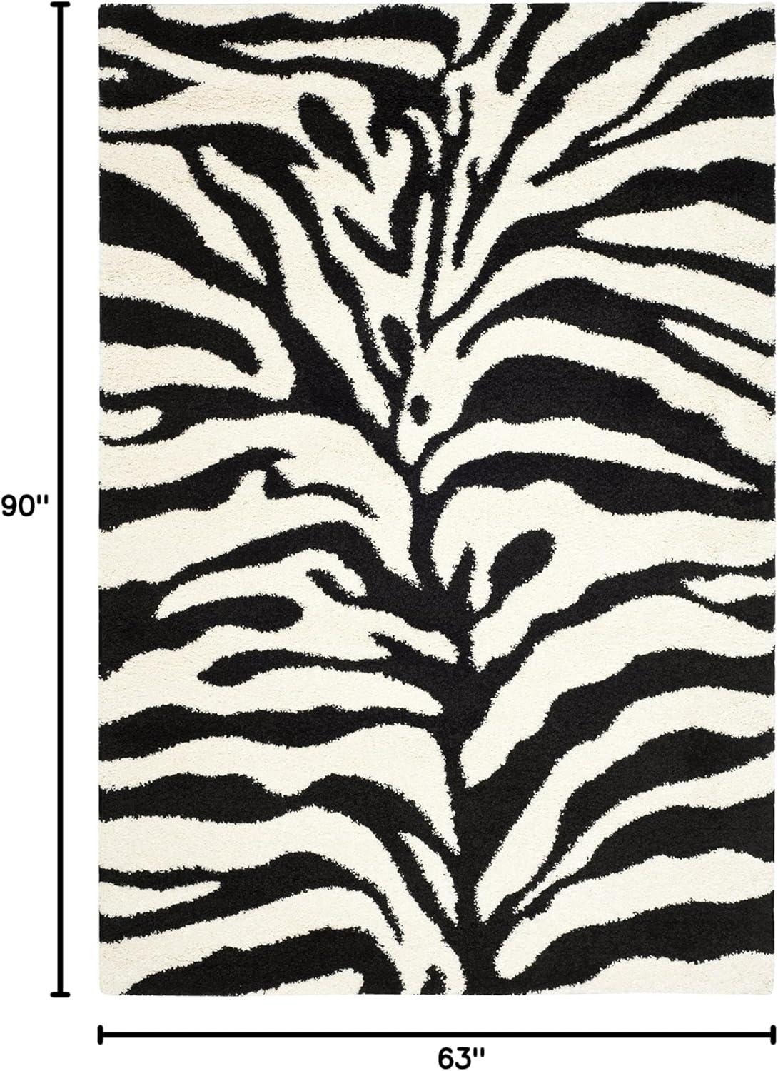 Florida Shag SG452 Power Loomed Indoor Area Rug - Ivory/Black - 5'3"x7'6" - Safavieh.