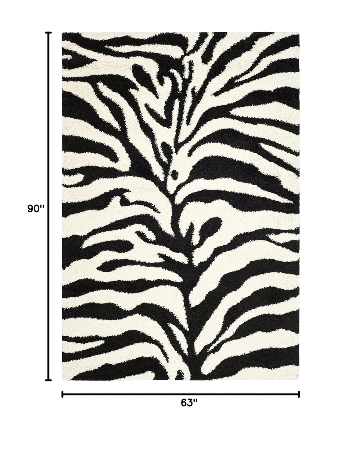 Florida Shag SG452 Power Loomed Indoor Area Rug - Ivory/Black - 5'3"x7'6" - Safavieh.