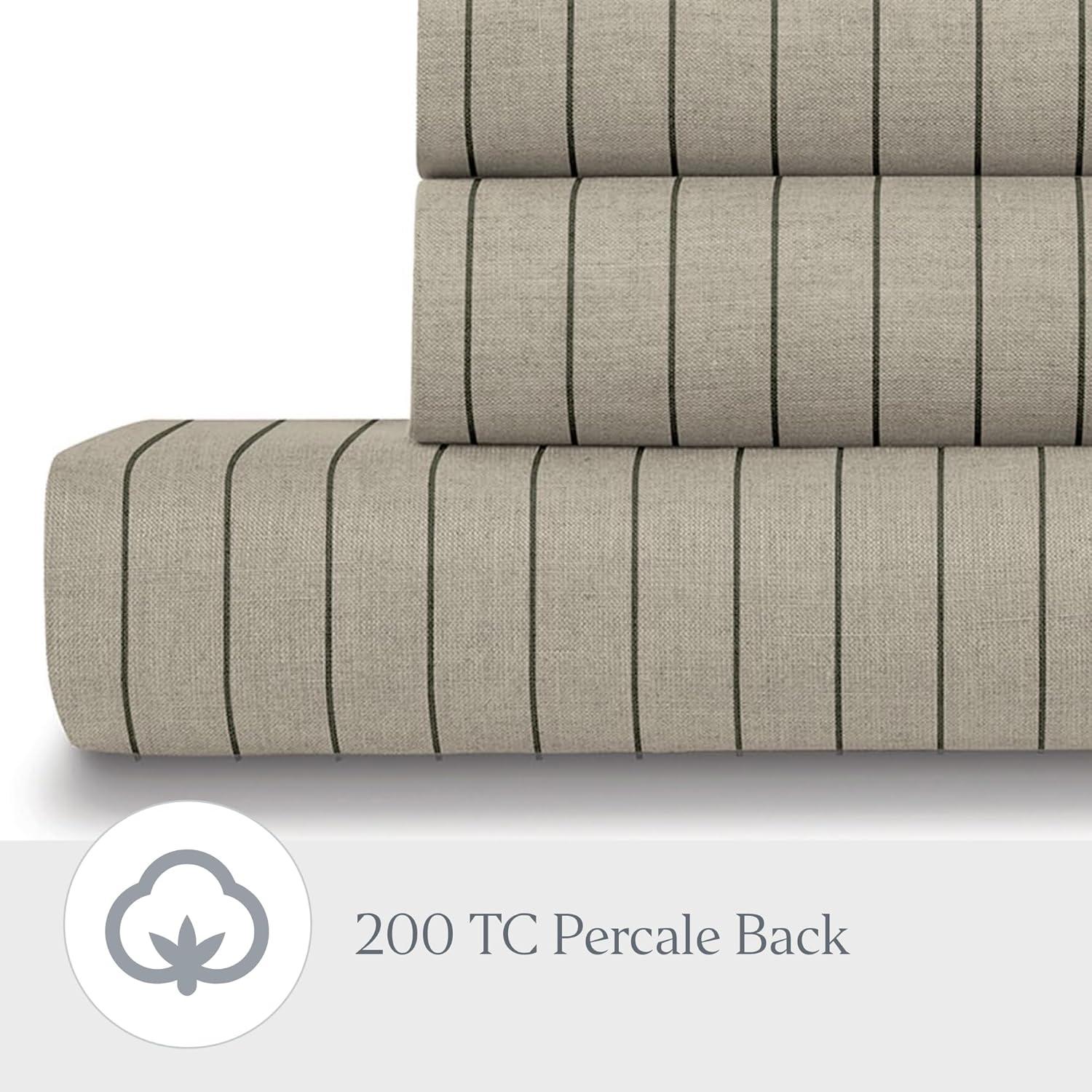 Ella Jayne Home French Linen Cotton Striped Duvet Cover 3-Piece Set