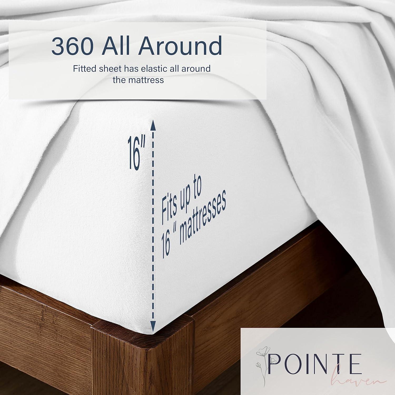 Pointehaven Heavy Weight 100% Cotton Printed or Solid 170 GSM Flannel Sheet Set