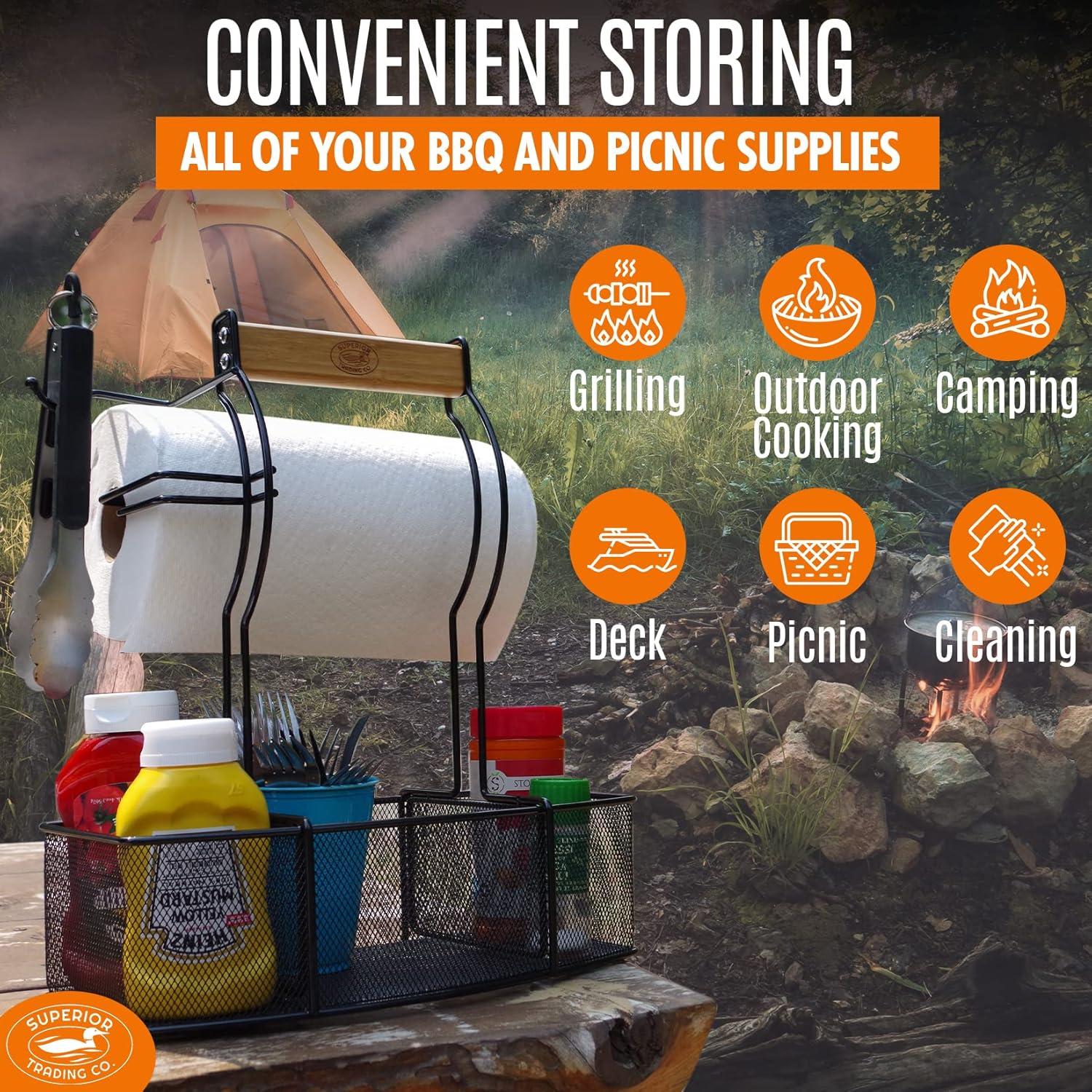 Black Stainless Steel BBQ and Picnic Caddy Organizer