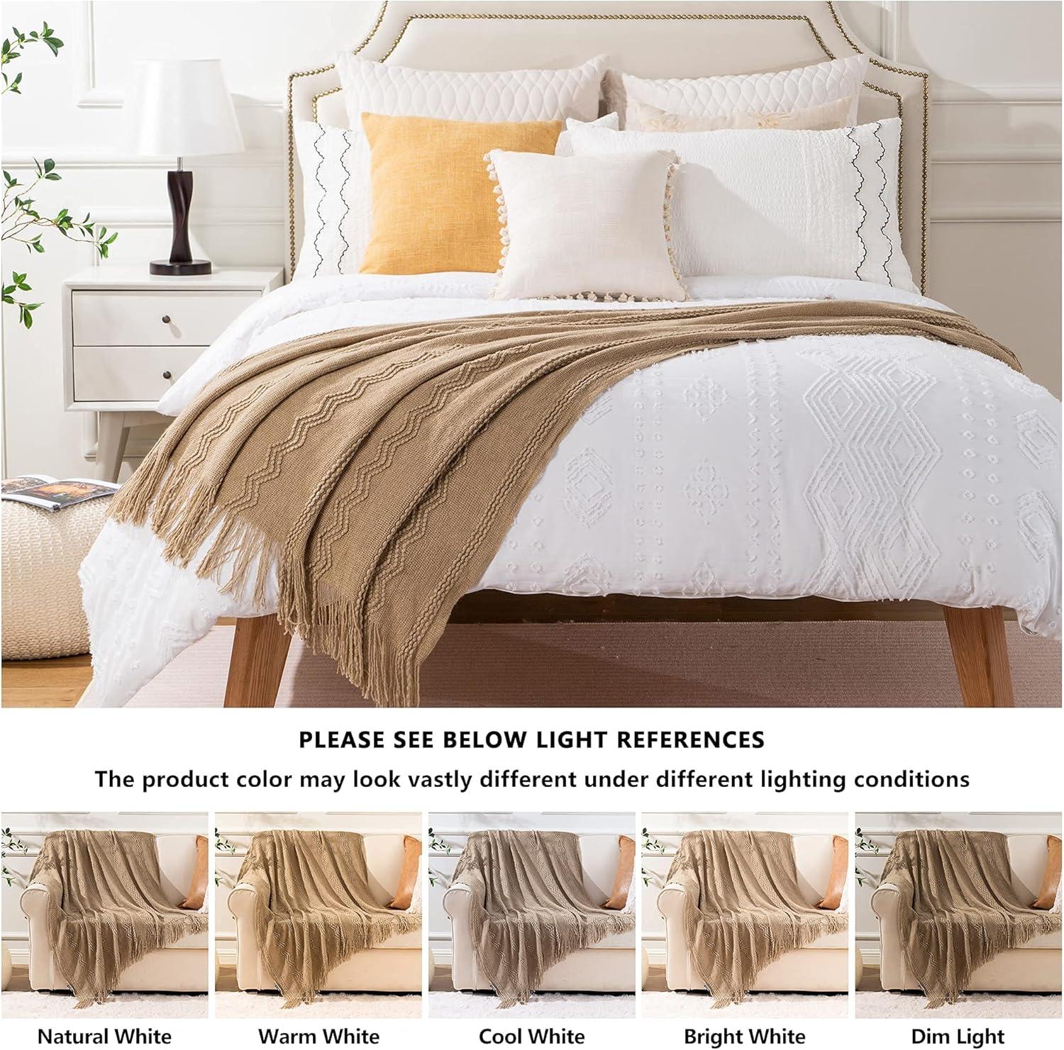 Battilo Home Throw Blanket For Couch, Solid Throw Blanket For Home Decor, Knit Throw Blankets For Bed, 50"X60"