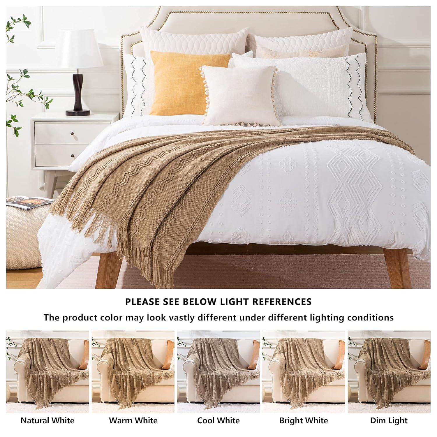 Battilo Home Throw Blanket For Couch, Solid Throw Blanket For Home Decor, Knit Throw Blankets For Bed, 50"X60"