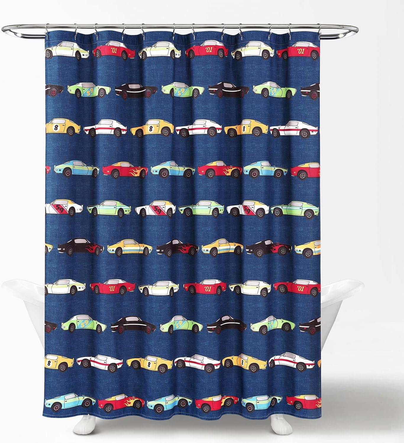 Lush Decor Race Cars Shower Curtain