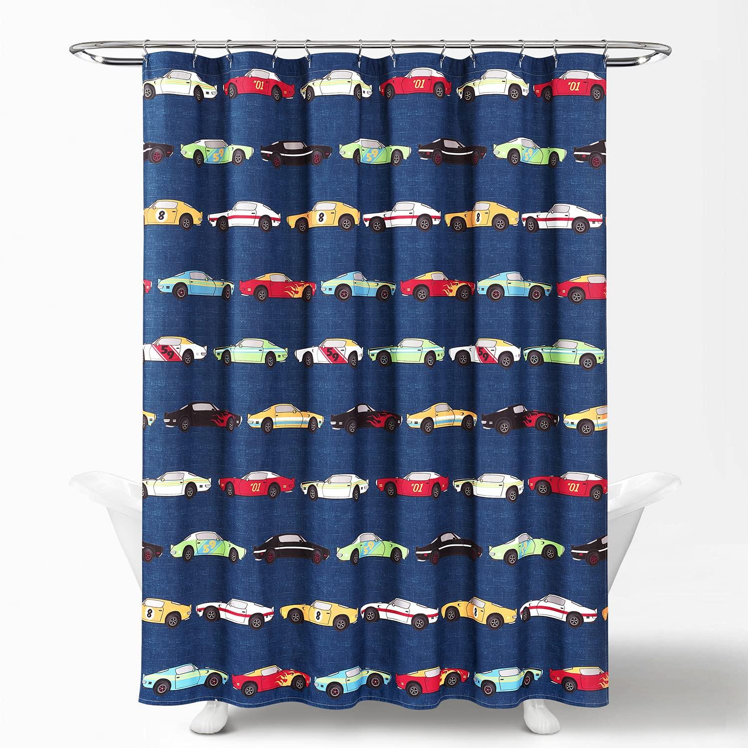 Lush Decor Race Cars Shower Curtain