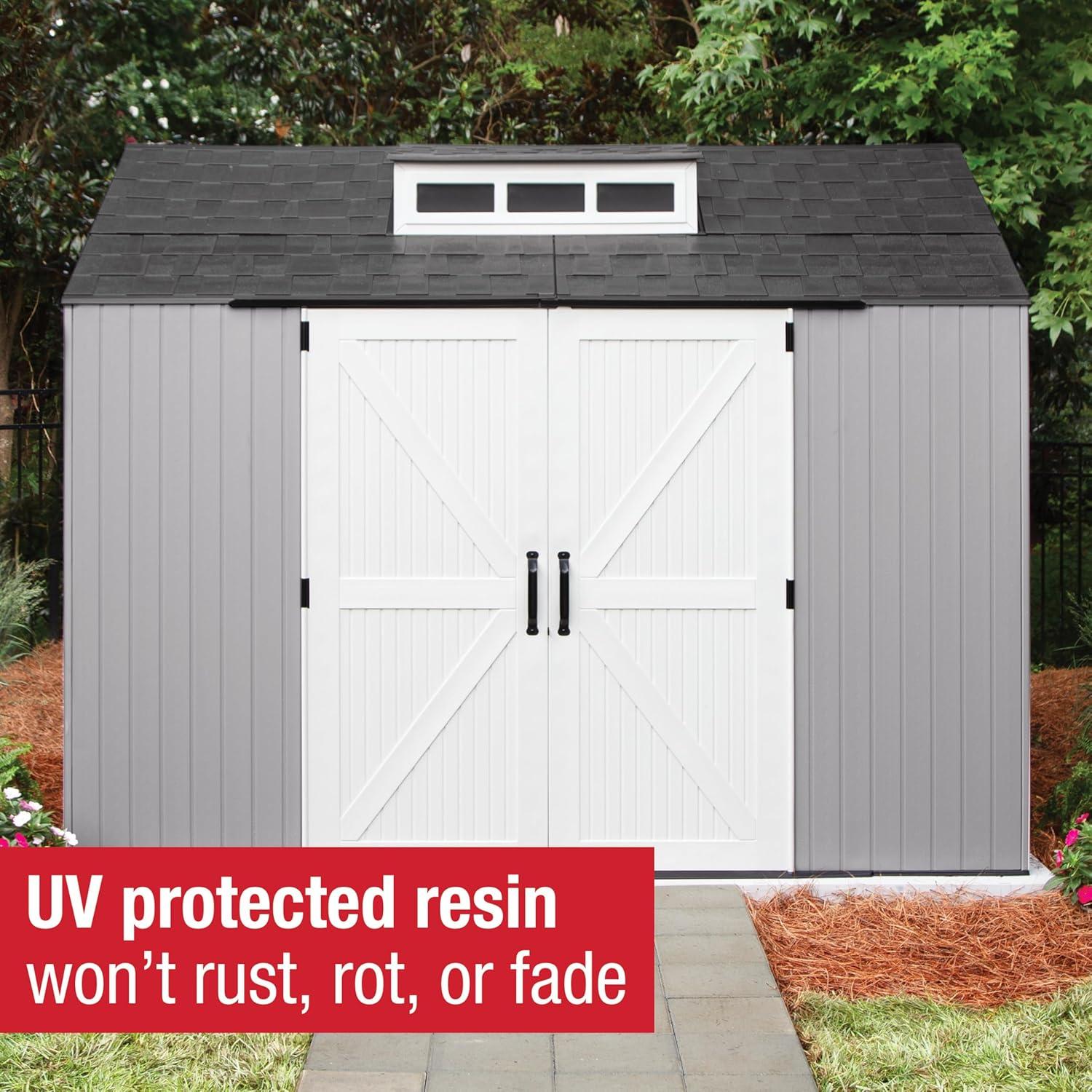 Rubbermaid Large Resin Outdoor Storage Shed, 10.5 x 7 ft., Gray, with Substantial Space for Home/Garden/Back-Yard/Lawn Equipment