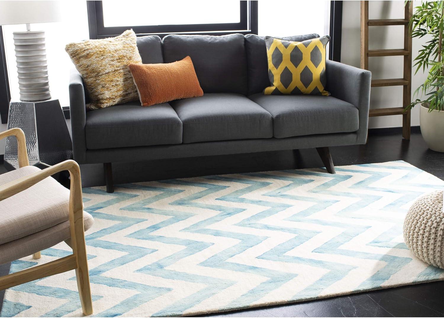 Dip Dye DDY715 Hand Tufted Area Rug - Ivory/Turquoise - 8'x10' - Safavieh.