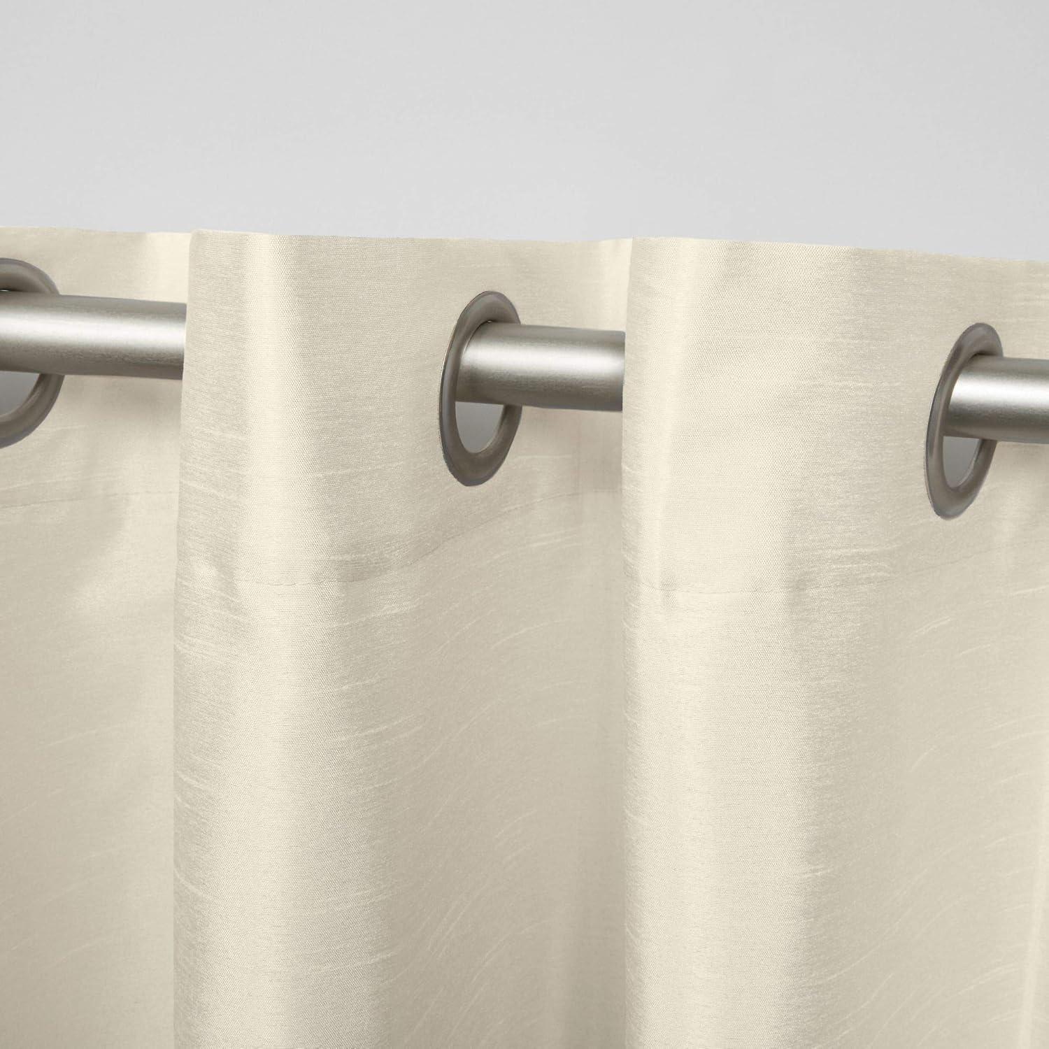 Set of 2 96"x54" Chateau Striped Faux Silk Grommet Top Curtain Panel Burgundy/Taupe - Exclusive Home: Modern Window Drapes