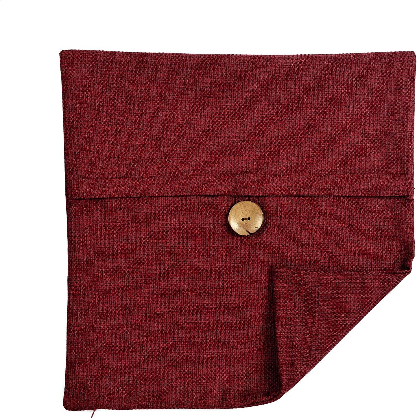 Lush Decor Clayton Woven Button Decorative Pillow Cover Red Single 20 in x 20 in