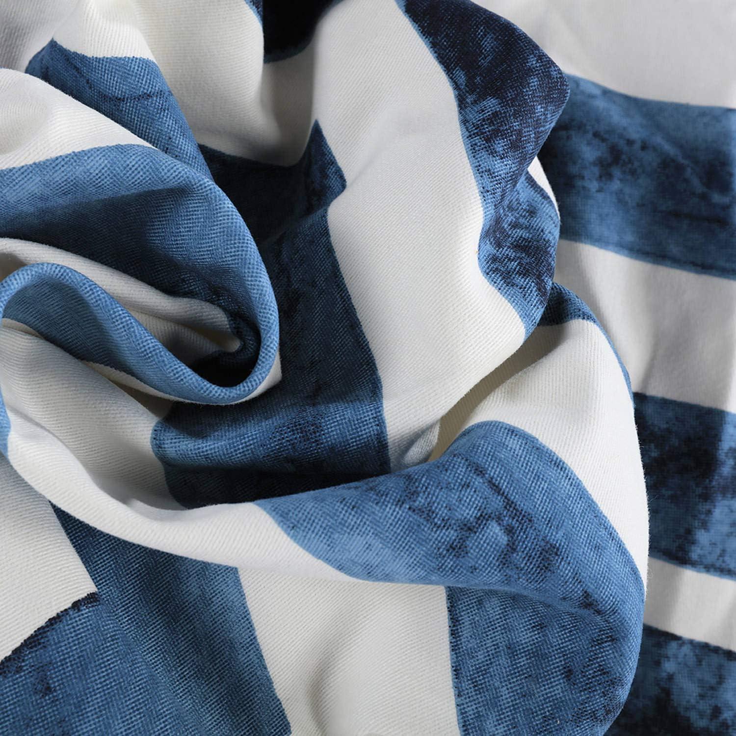 Mecca Blue Printed Cotton Curtain (1 Panel), Mecca Blue, 50W X 120L